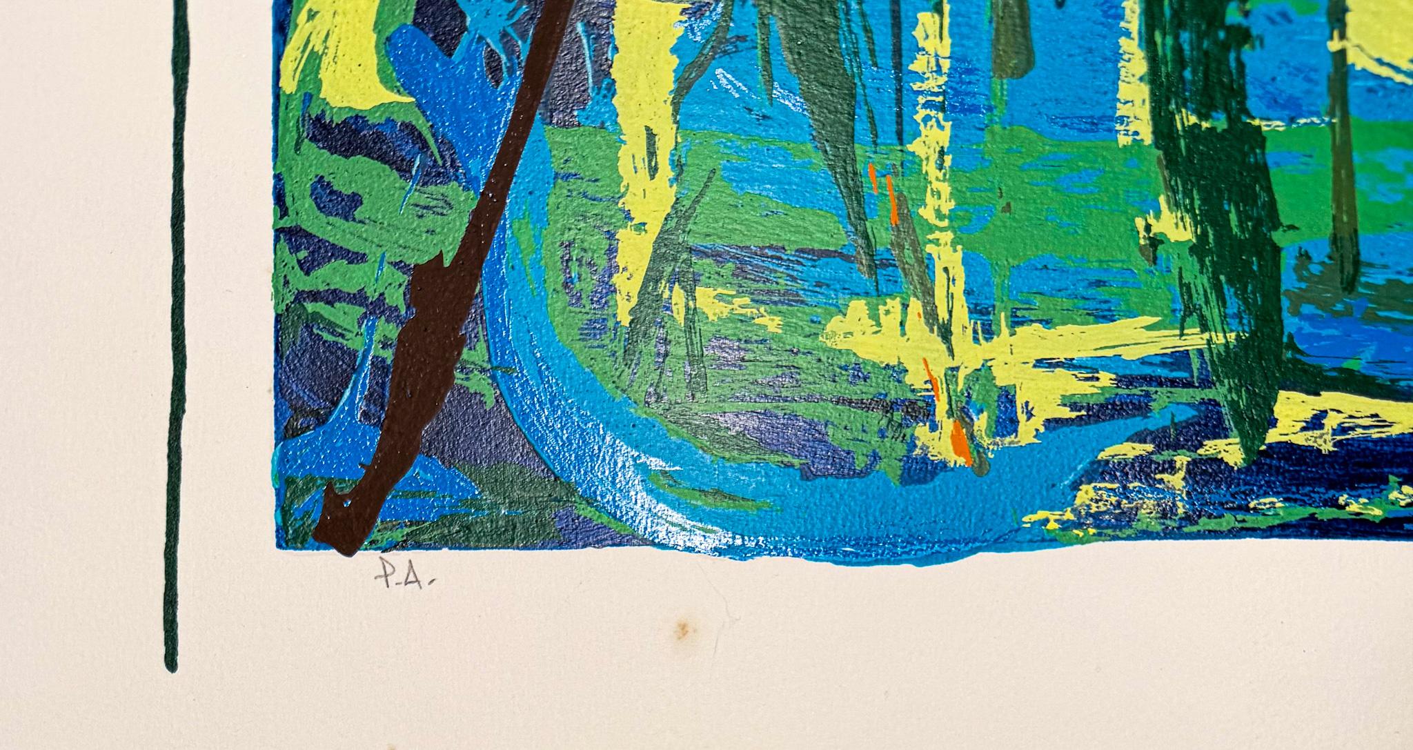 Mario Schifano(1934–1998)- Acquatico IV - Screen print in 35 colors paper - 1993 en vente 3