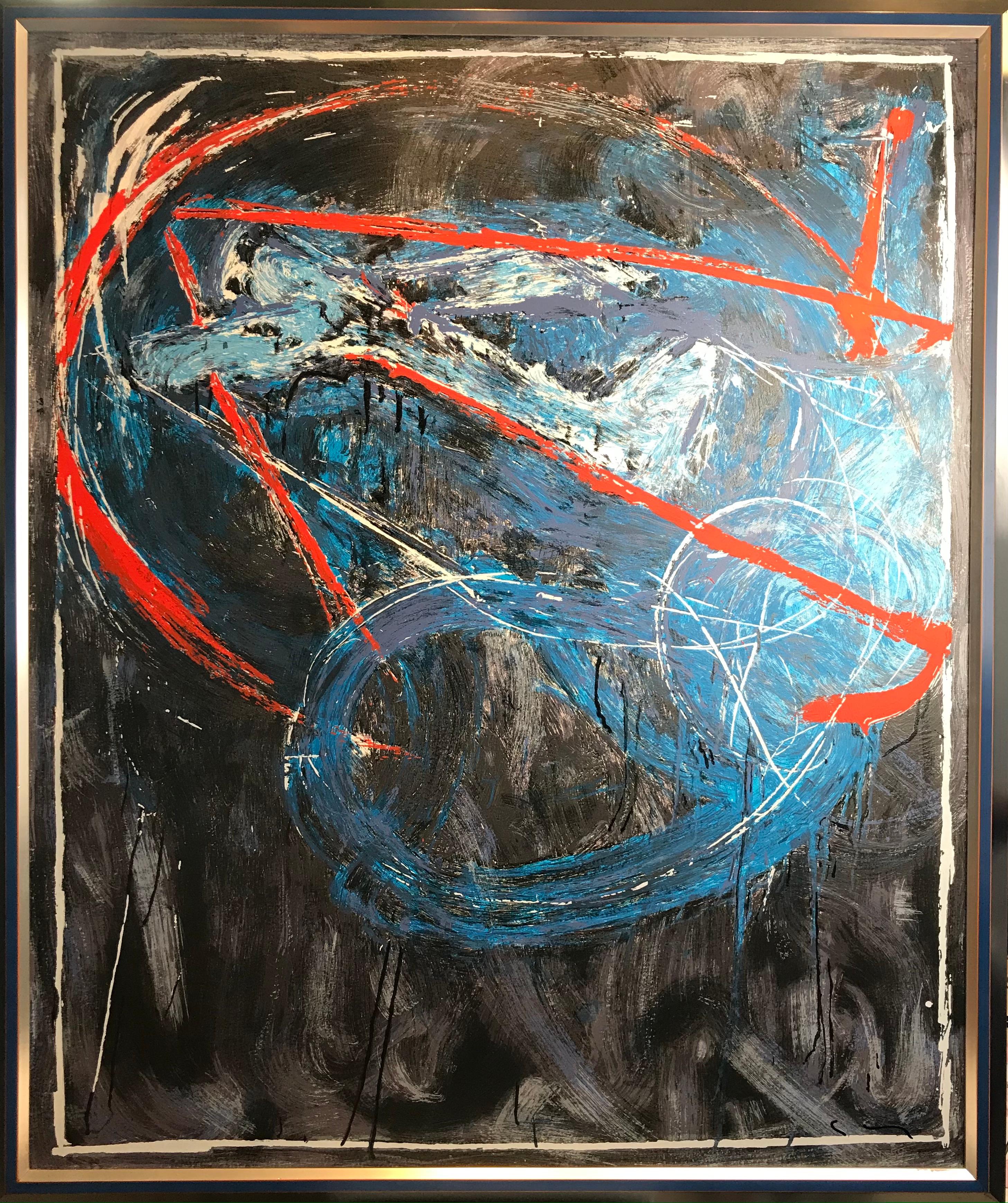 Enamel screen print in 45 colors on Magnani paper, edited in 1989.
Limited edition of 199 copies, numbered PA ( artist proof)
Signed in pencil by artist in lower right corner.
Very good conditions.

The work features an abstract style with dynamic