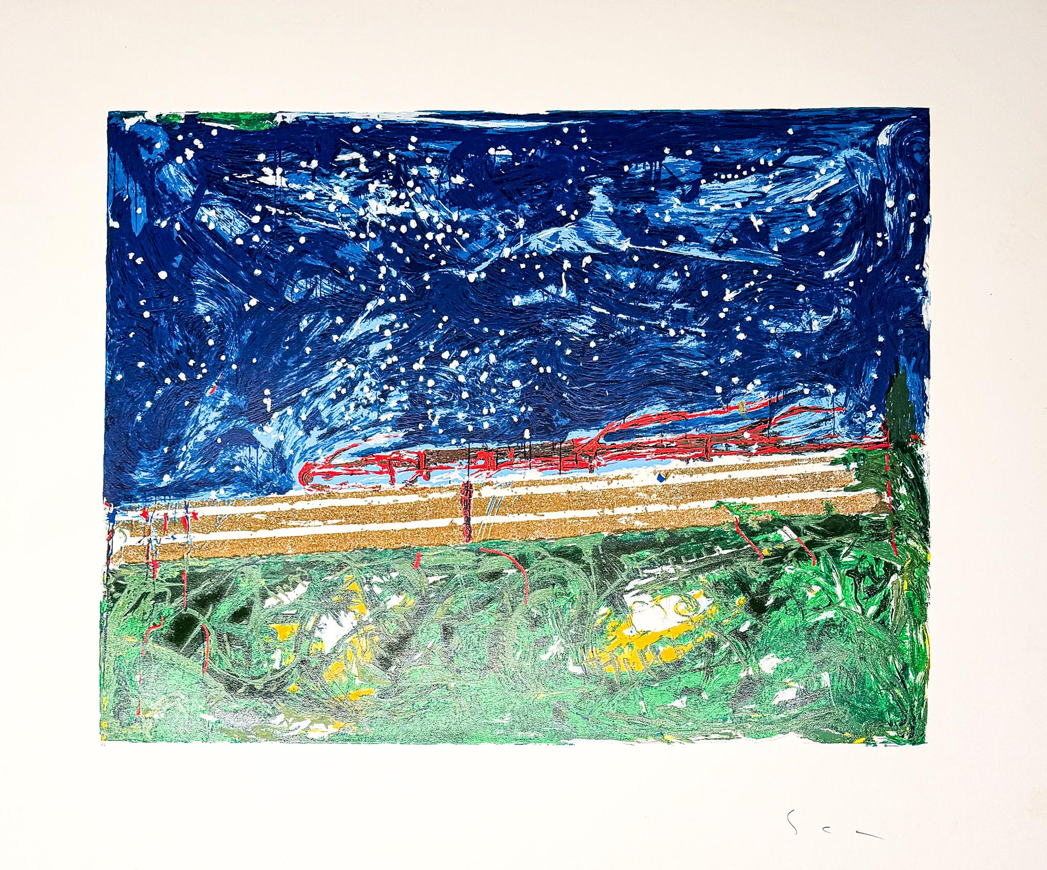 Mario Schifano(1934–1998)- TRENO GIAPPONESE- Screen print in 48 colors paper en vente 1