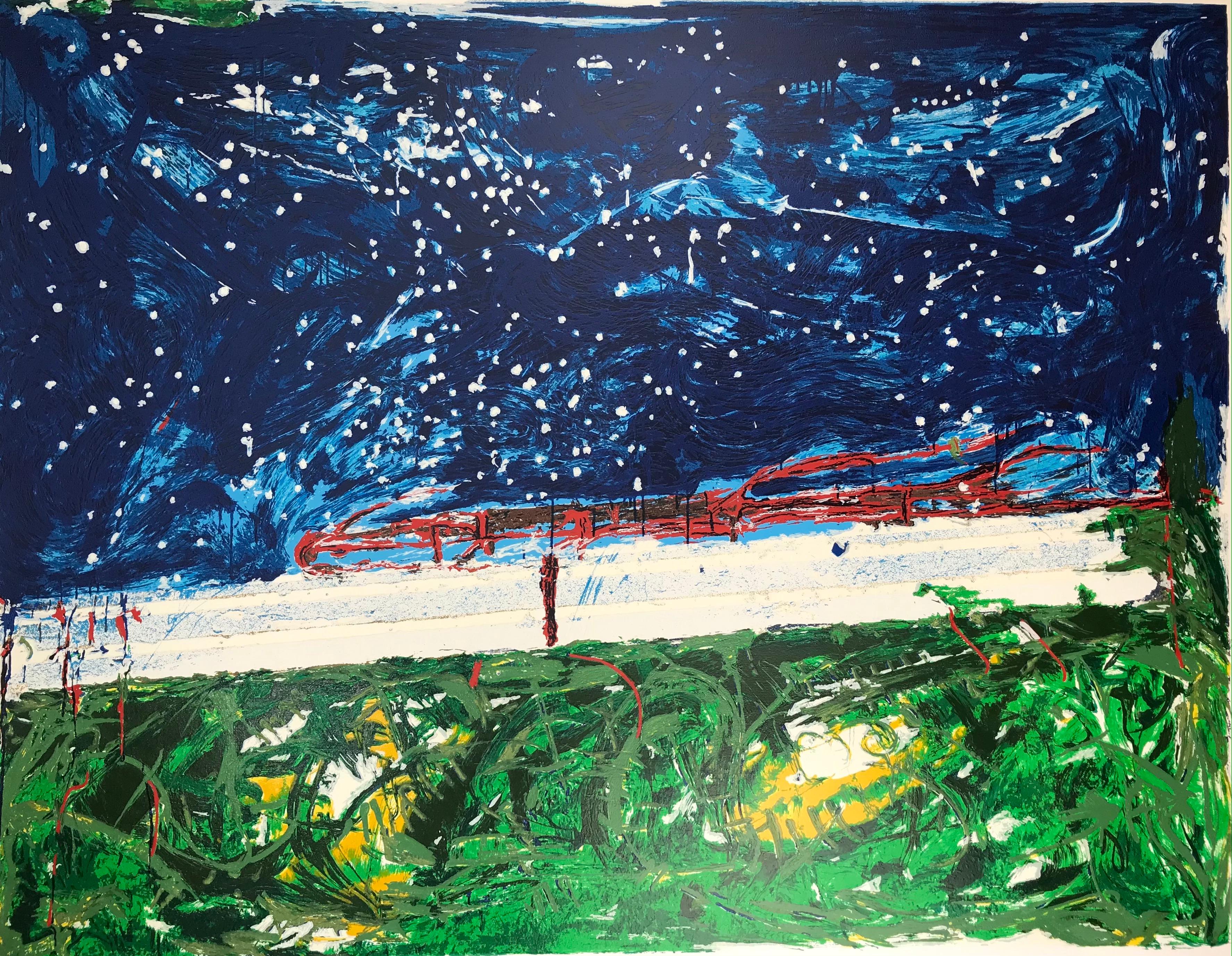 Mario Schifano(1934–1998)- TRENO GIAPPONESE- Screen print in 48 colors paper For Sale 4