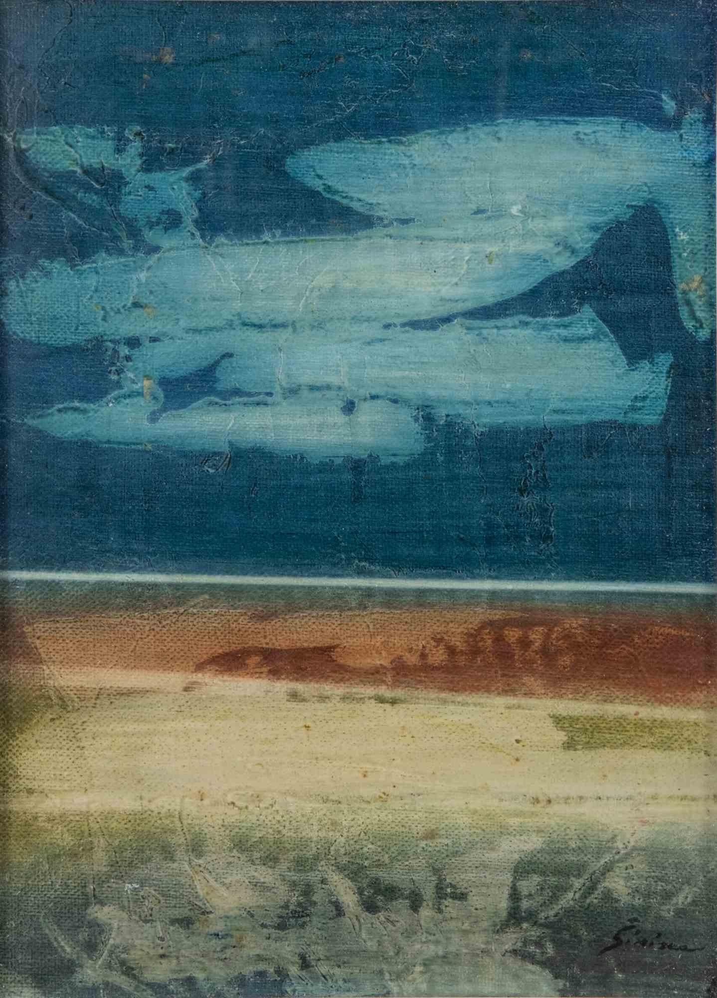 Blue Horizon is a mixed media on canvas realized by Mario Sinisca (Naples, 1929), an Italian post-war master that cannot be labeled in any artistic movement.

Signed on the lower right margin.

This a superb original painting exalting the sign and