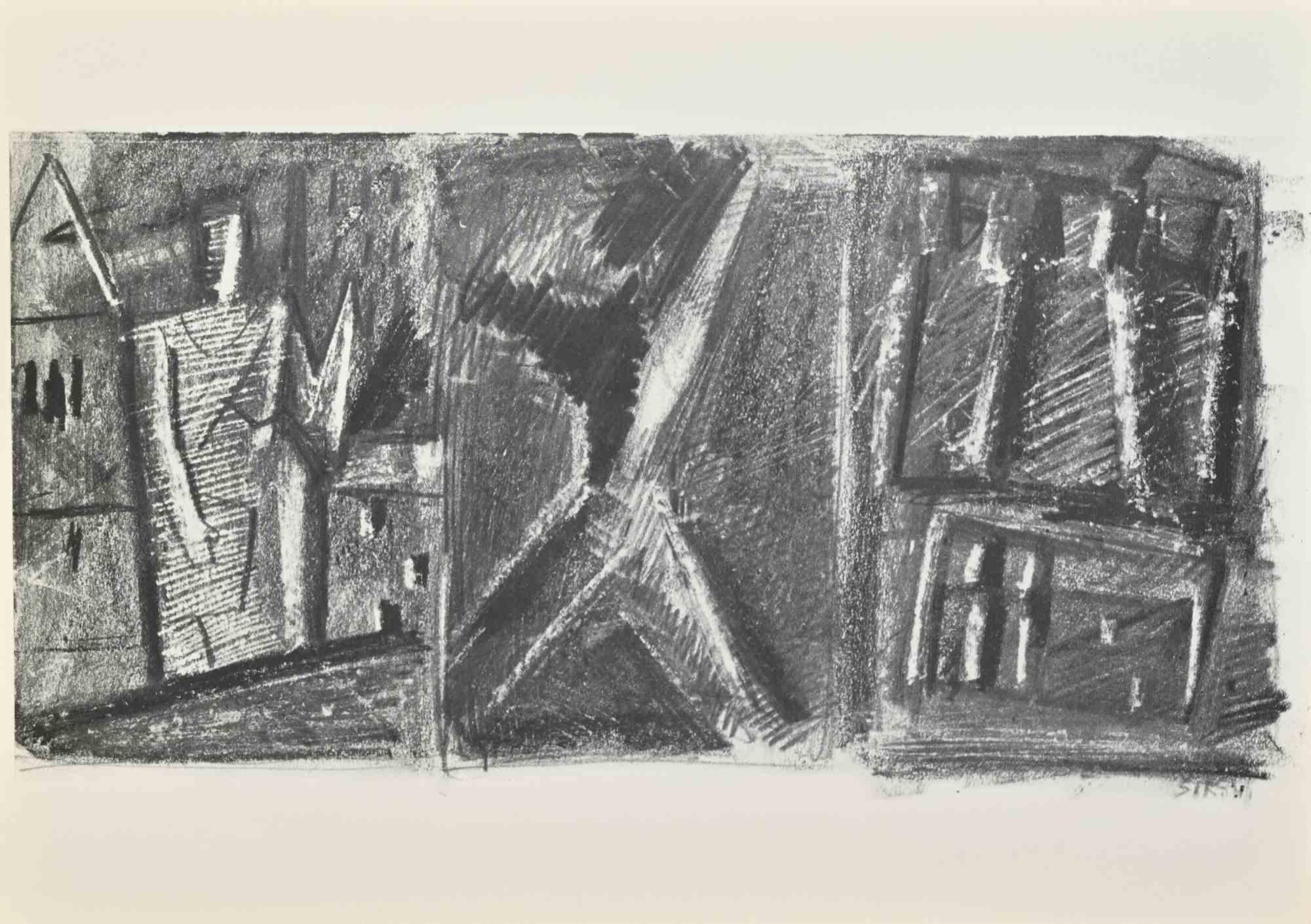 Composition est une œuvre d'art sur carton blanc réalisée d'après l'Artistics italien Mario Sironi (1885-1961) en 1960.

Épreuve photographique.

Signé dans le coin inférieur.

Bonnes conditions. 

Imprimé au dos : "15. Composizione - 1960".

Mario