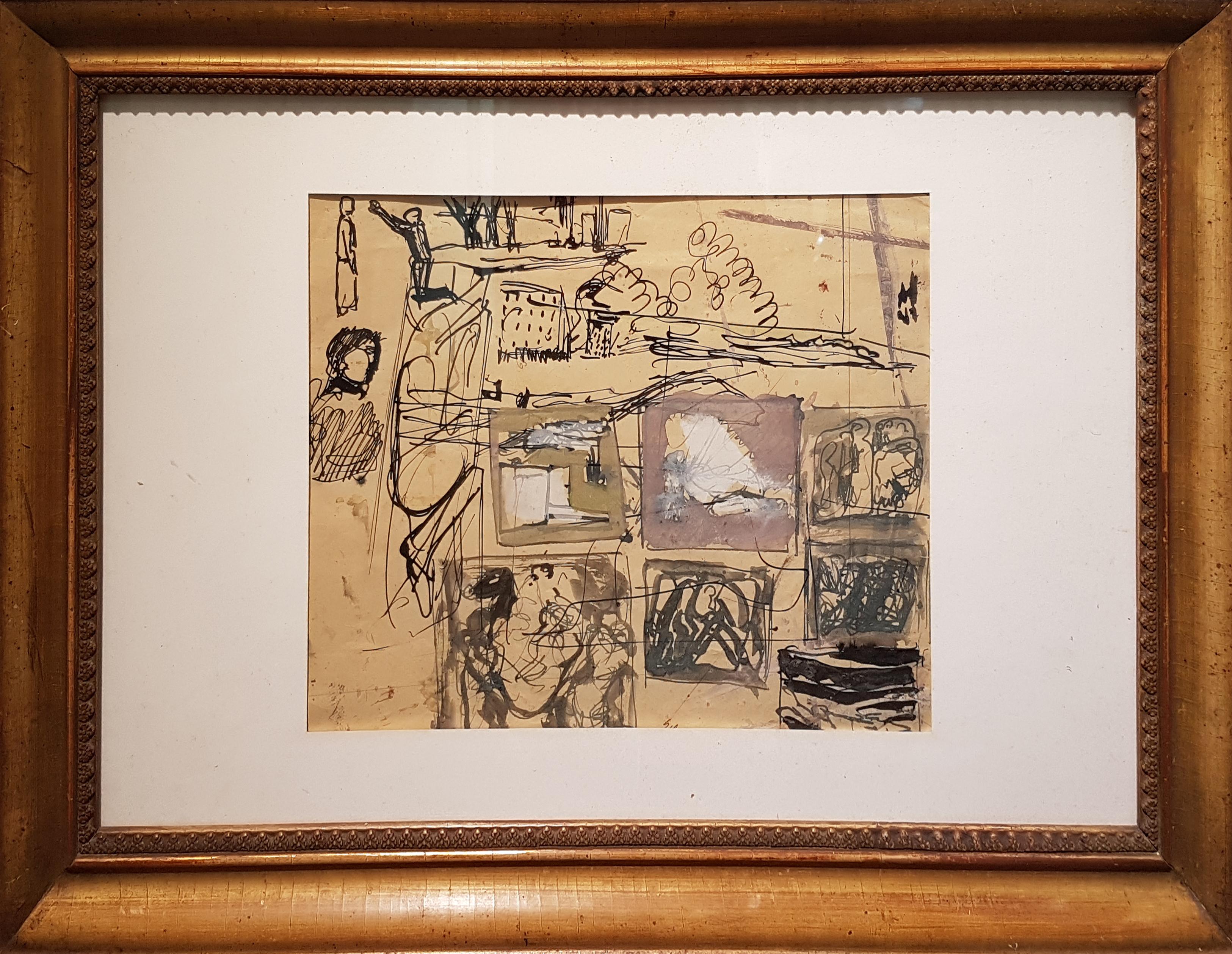 Signiert unten in der Mitte.
Gute Bedingungen.

Mario Sironi (1885-1961) 
Mario Sironi war ein italienischer Maler, Bildhauer, Illustrator und Designer der Moderne. Er wurde in Sassari geboren, sein Großvater war der Architekt und Bildhauer Ignazio