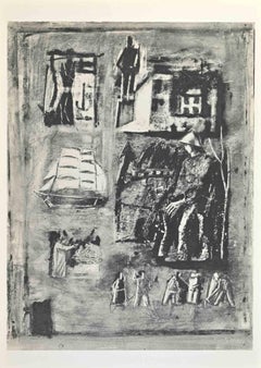 Studio for Wall Painting - Mixed Media after Mario Sironi - Mid-20th Century