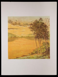 Lake - Original Lithograph by Mario Sportelli - 1970