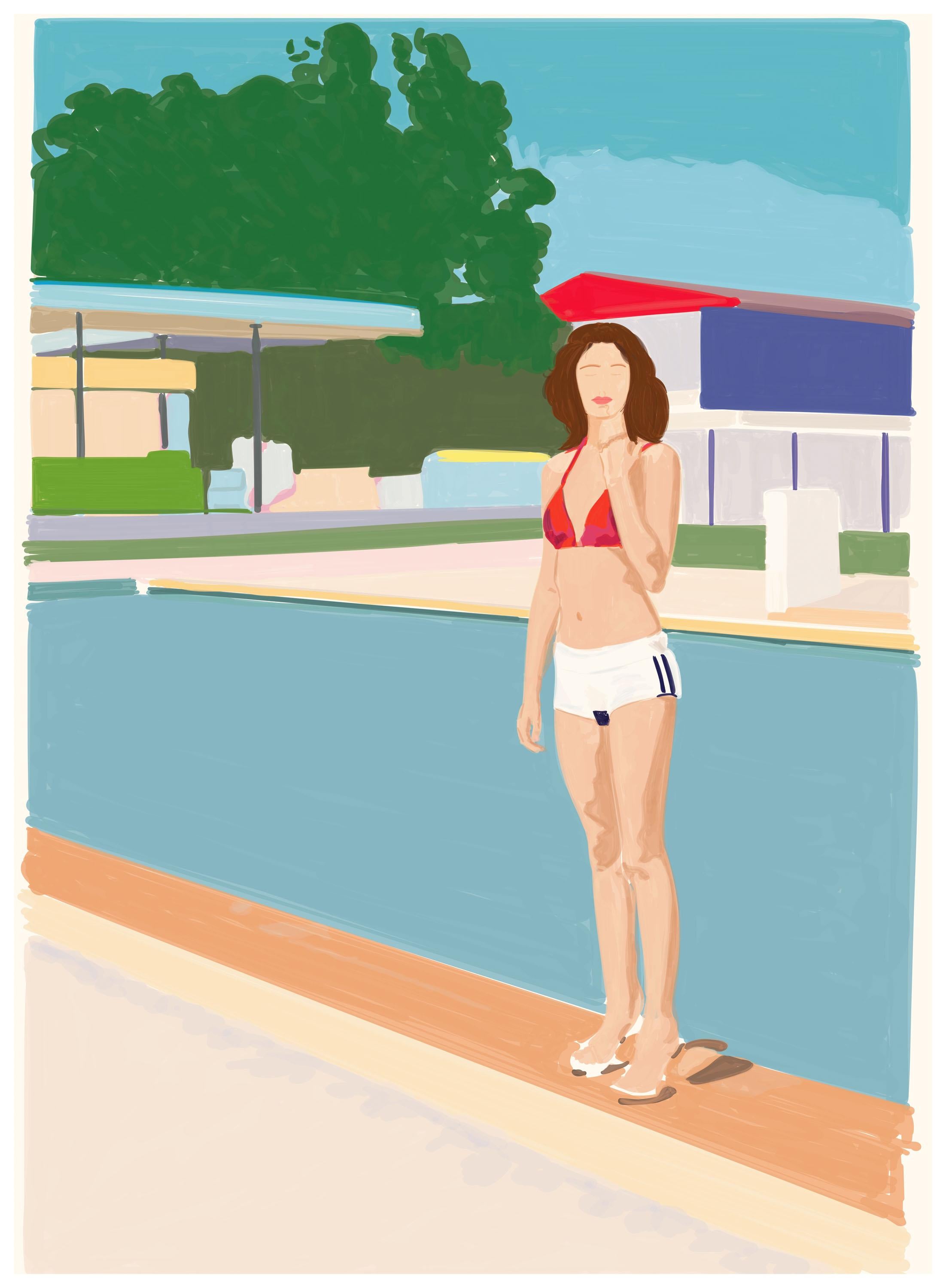 Italian Contemporary Art By Mario Sughi - Lucy At The Swimming Pool