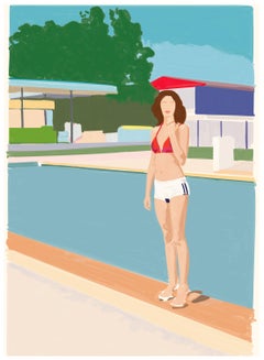 Italian Contemporary Art By Mario Sughi - Lucy At The Swimming Pool