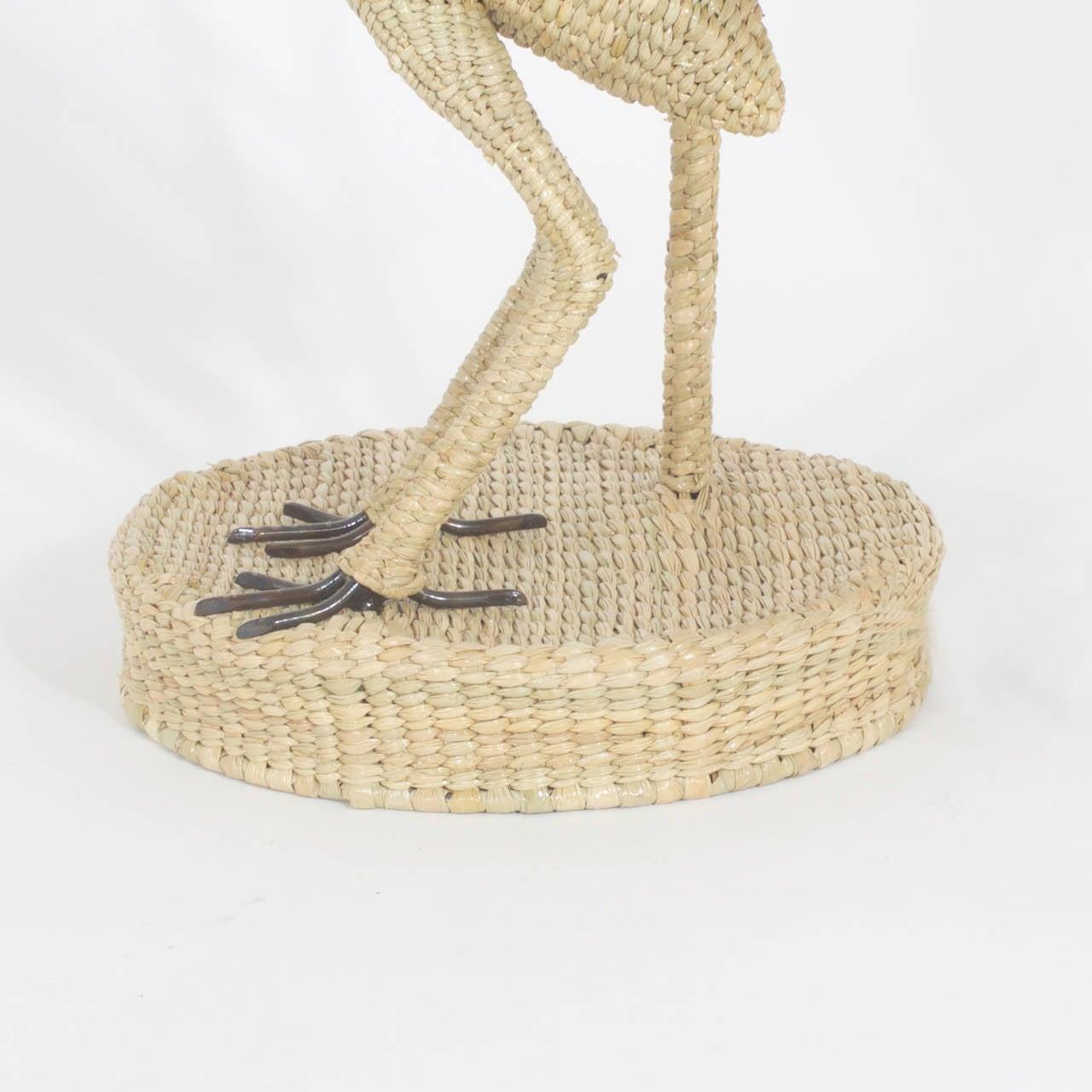 Hand-Woven Mario Torres Egret Table Lamp
