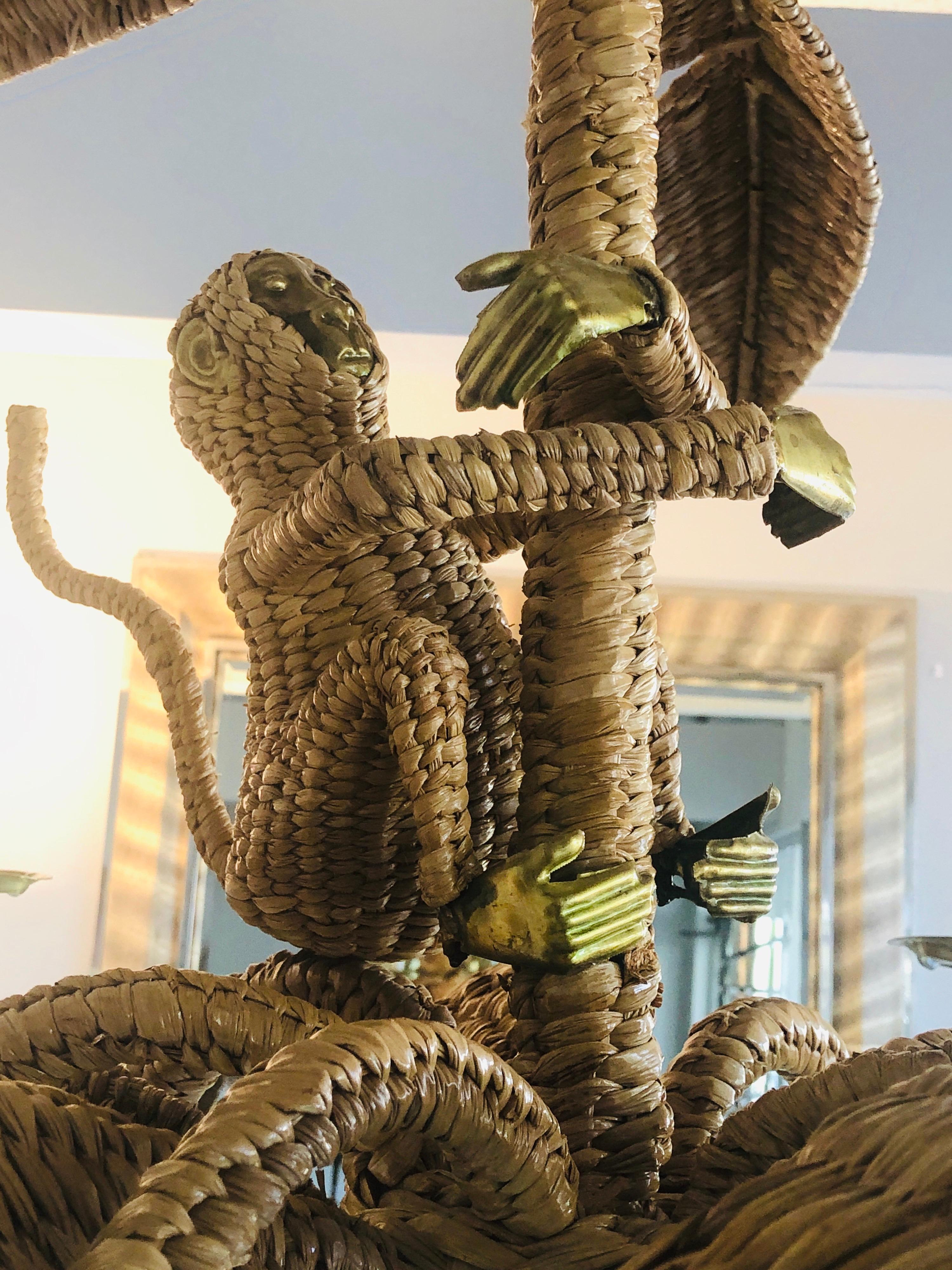 Mario Torres Large Palm Tree and Monkey Chandelier 6