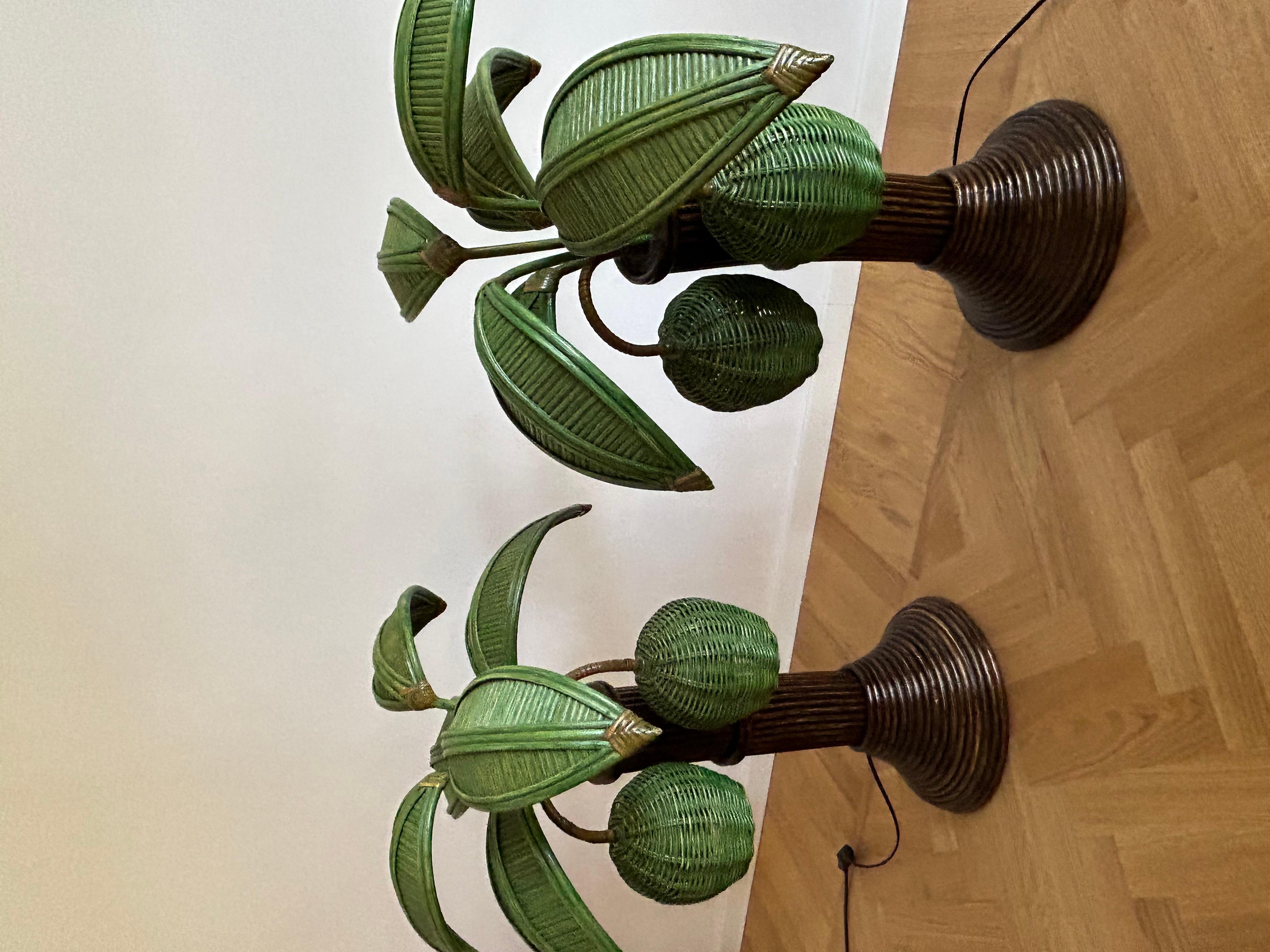 Mario Torres Lopez Attributed Palm Tree Table Lamps, set of 2 7