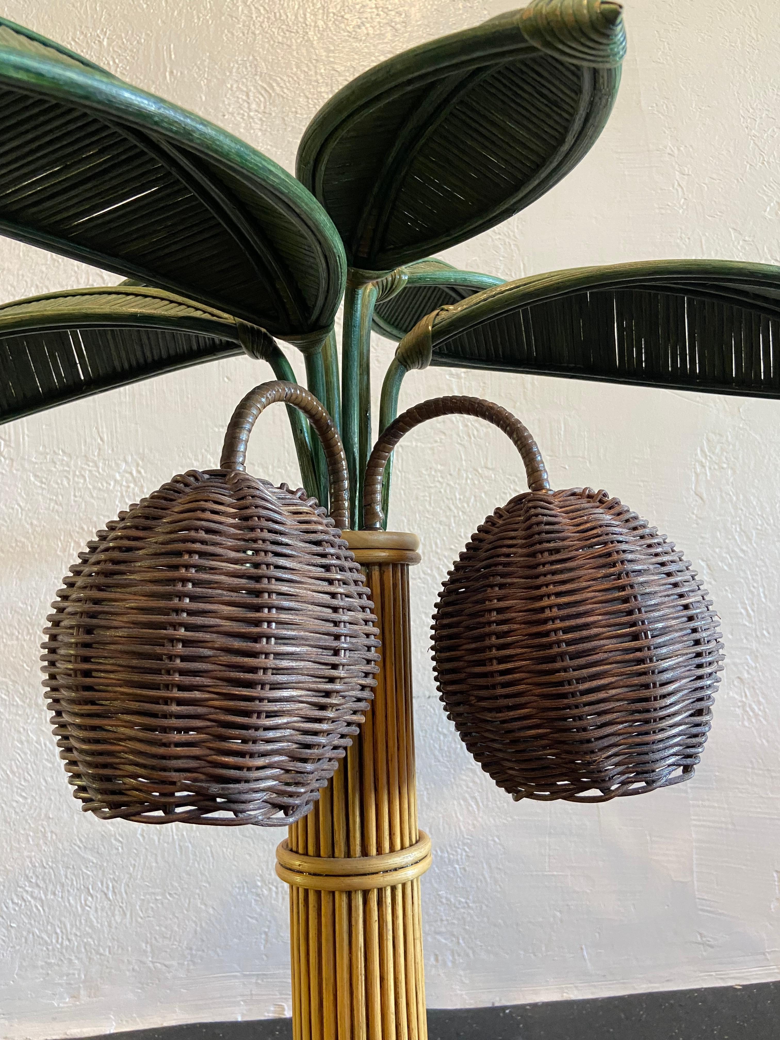 Hollywood Regency Paire de lampes de table en palmier au crayon attribuées à Mario Lopez Lopez  en vente