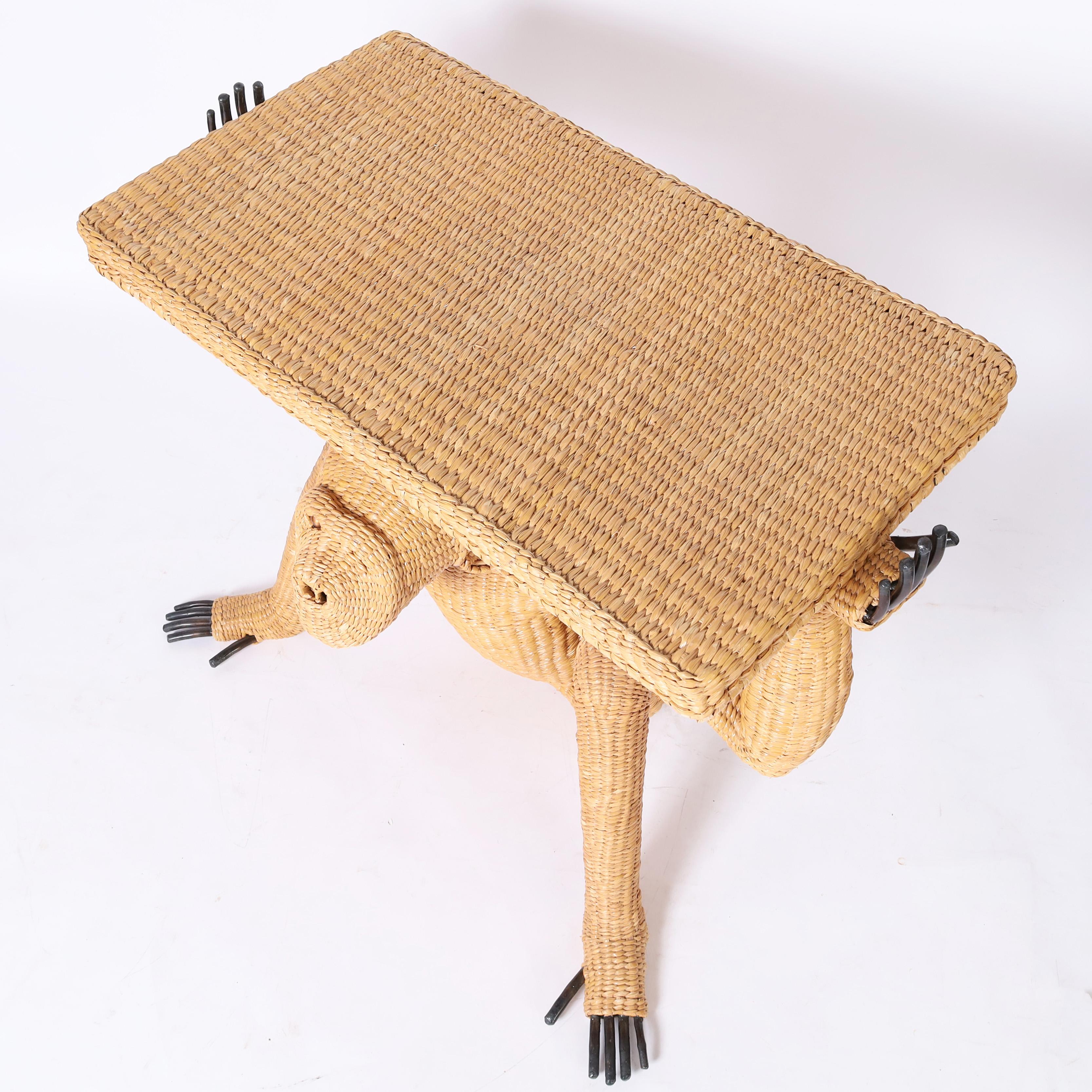 Mexican Mario Torres Mid Century Wicker Monkey Console For Sale