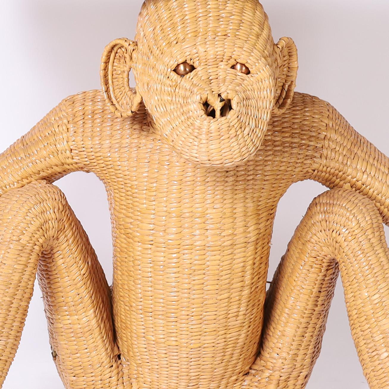 Mario Torres Mid Century Wicker Monkey Console In Good Condition For Sale In Palm Beach, FL