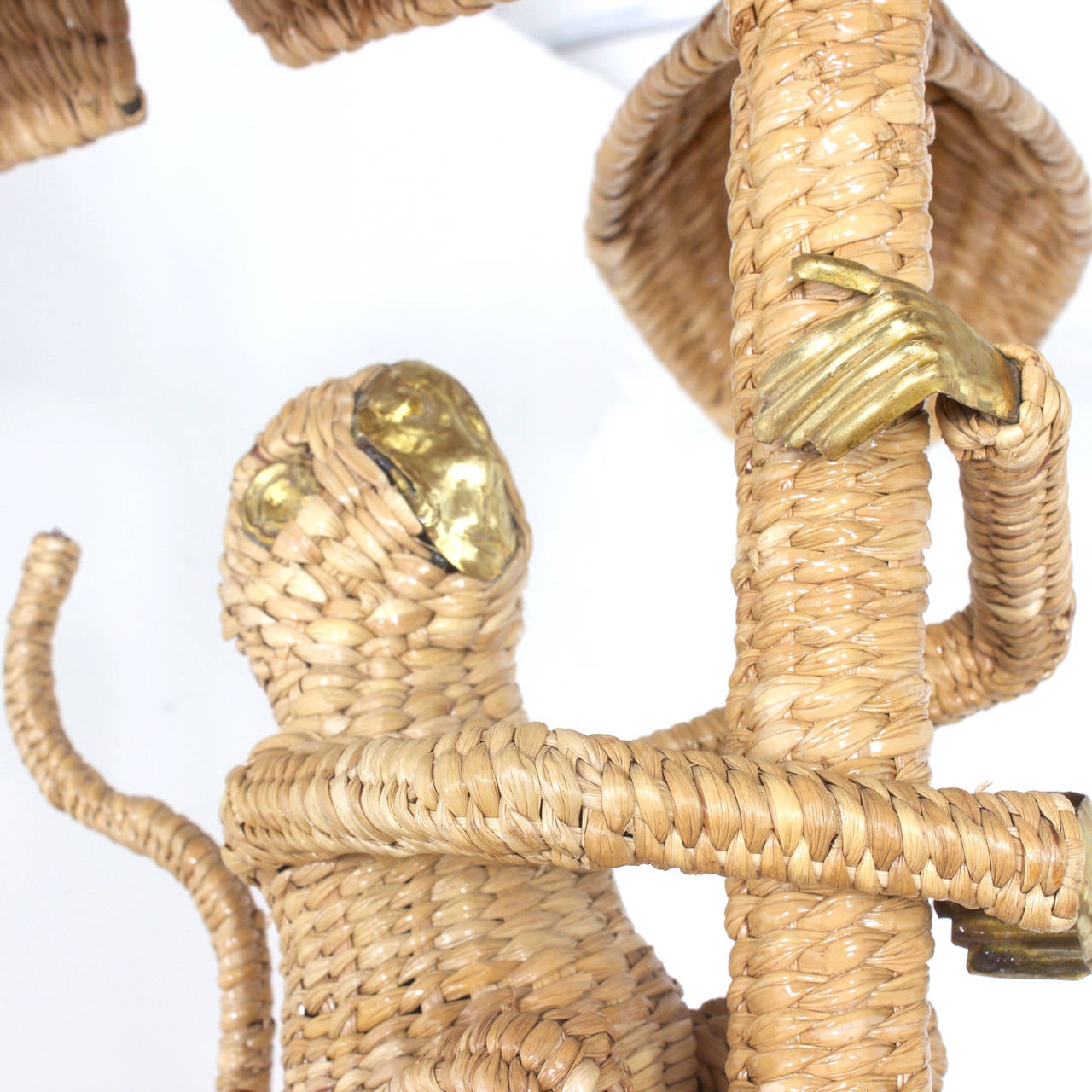 Hand-Woven Mario Torres Wicker Monkey Chandelier