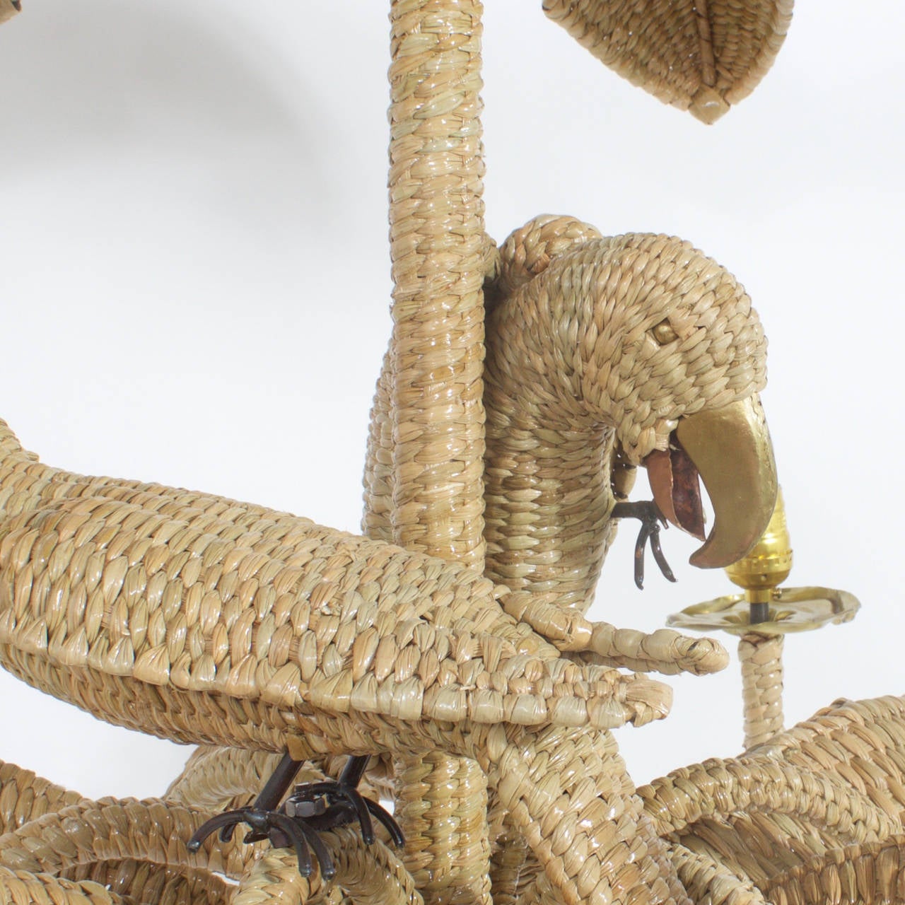 Mexican Mario Torres Wicker Parrot Chandelier