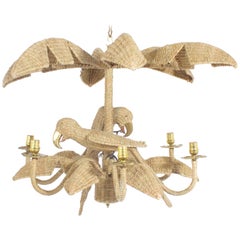 Mario Torres Wicker Parrot Chandelier