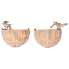 Mario Torres Wicker Sconces with Toucans