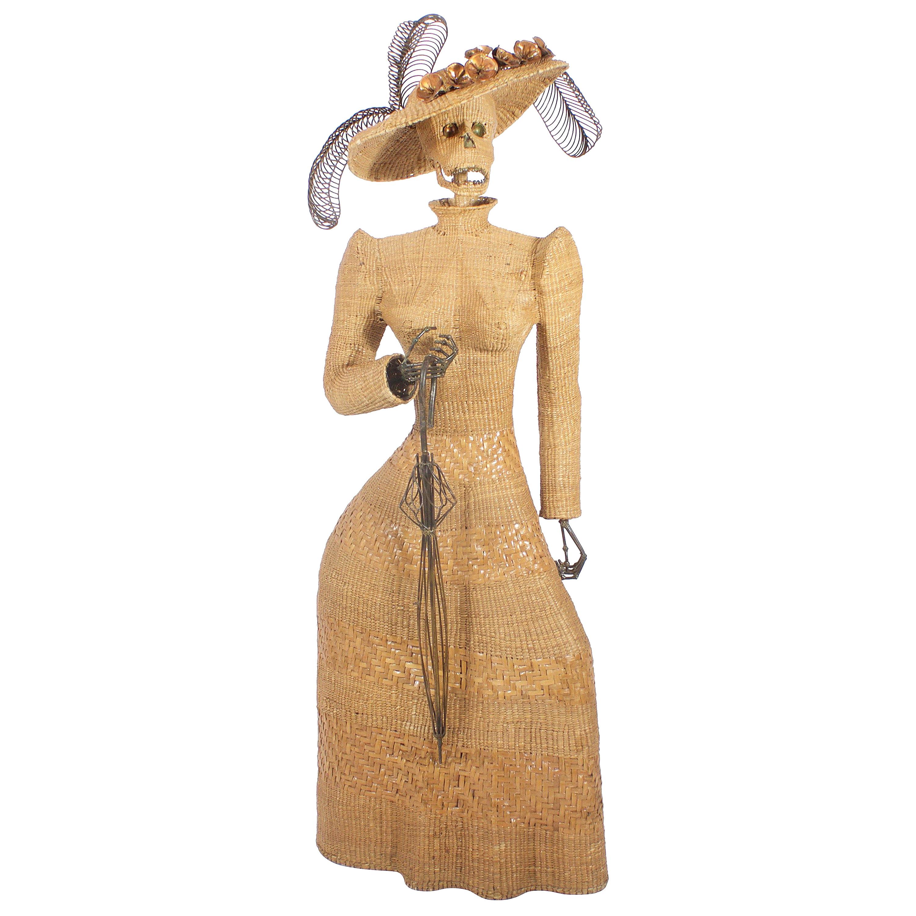 Mario Torres Wicker Sculpture of a Woman For Sale