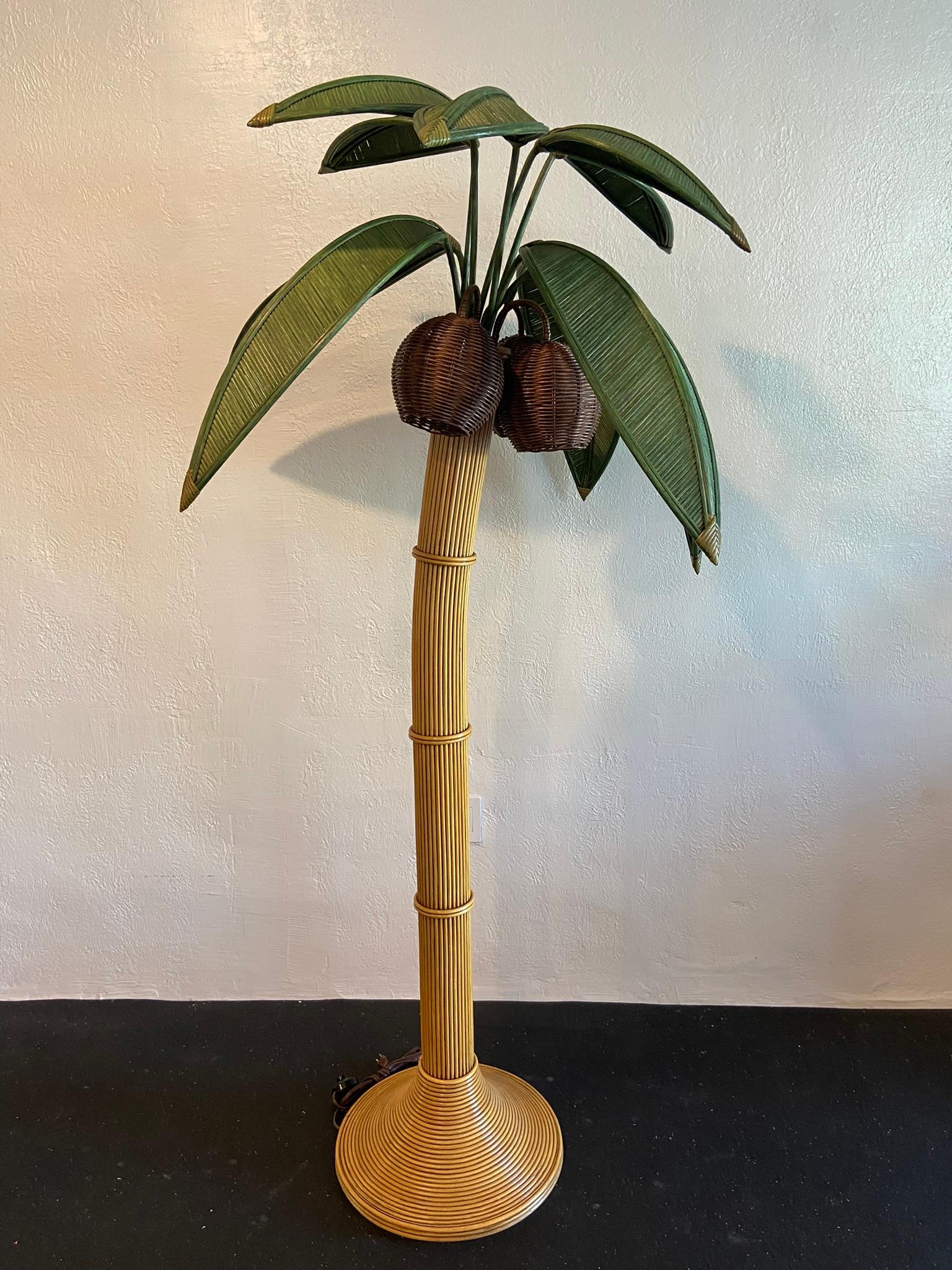 Unknown Mario Torres Lopez Attributed Pencil Reed Palm Tree Floor Lamp