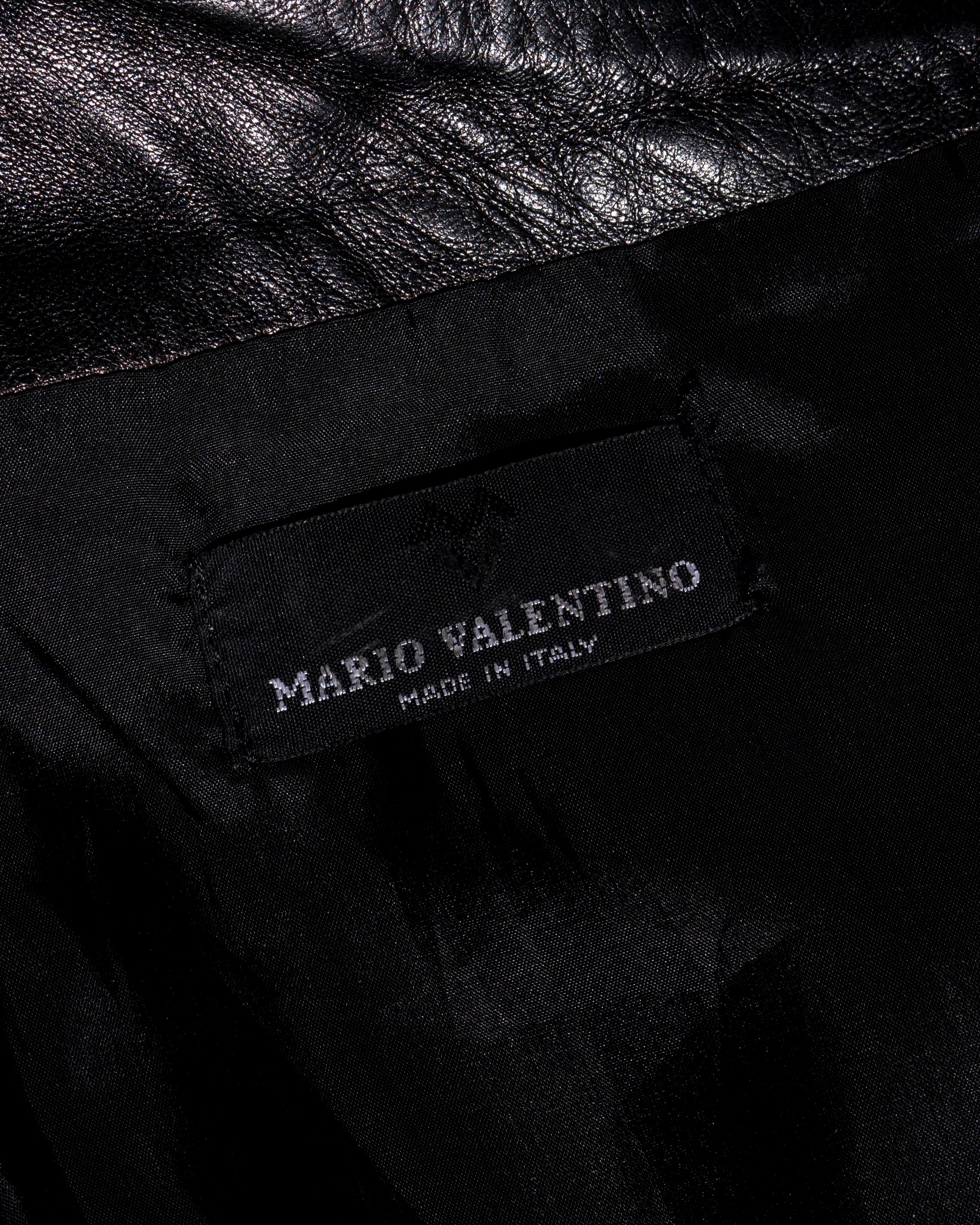 Mario Valentino black lambskin leather open back full-length dress, fw 1999 4