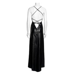 Mario Valentino black leather open back evening dress, fw 1999