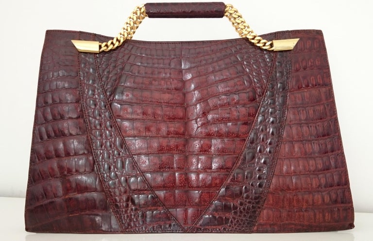 Mario Valentino Handbag/Documents-bag in Wild Crocodile Skin. Great  conditions For Sale at 1stDibs