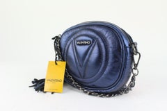 Mario Valentino Metallic Navy Nina Crosssbody Chain Bag 1216v34