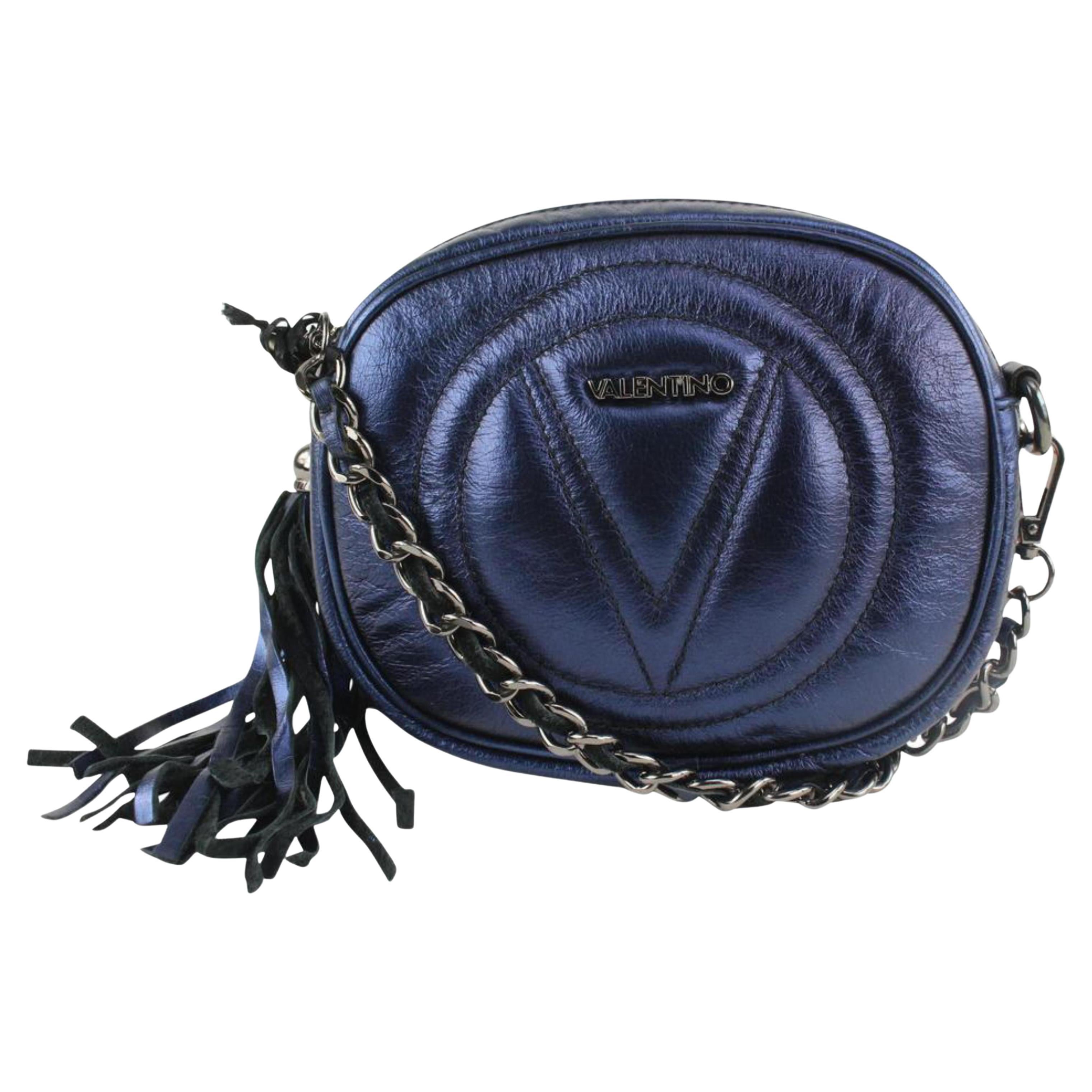 Mario Valentino Metallic Navy Nina Crosssbody Chain Bag 1216v34 For at 1stDibs | valentino nina leather crossbody bag, metallic navy bag, metallic mario