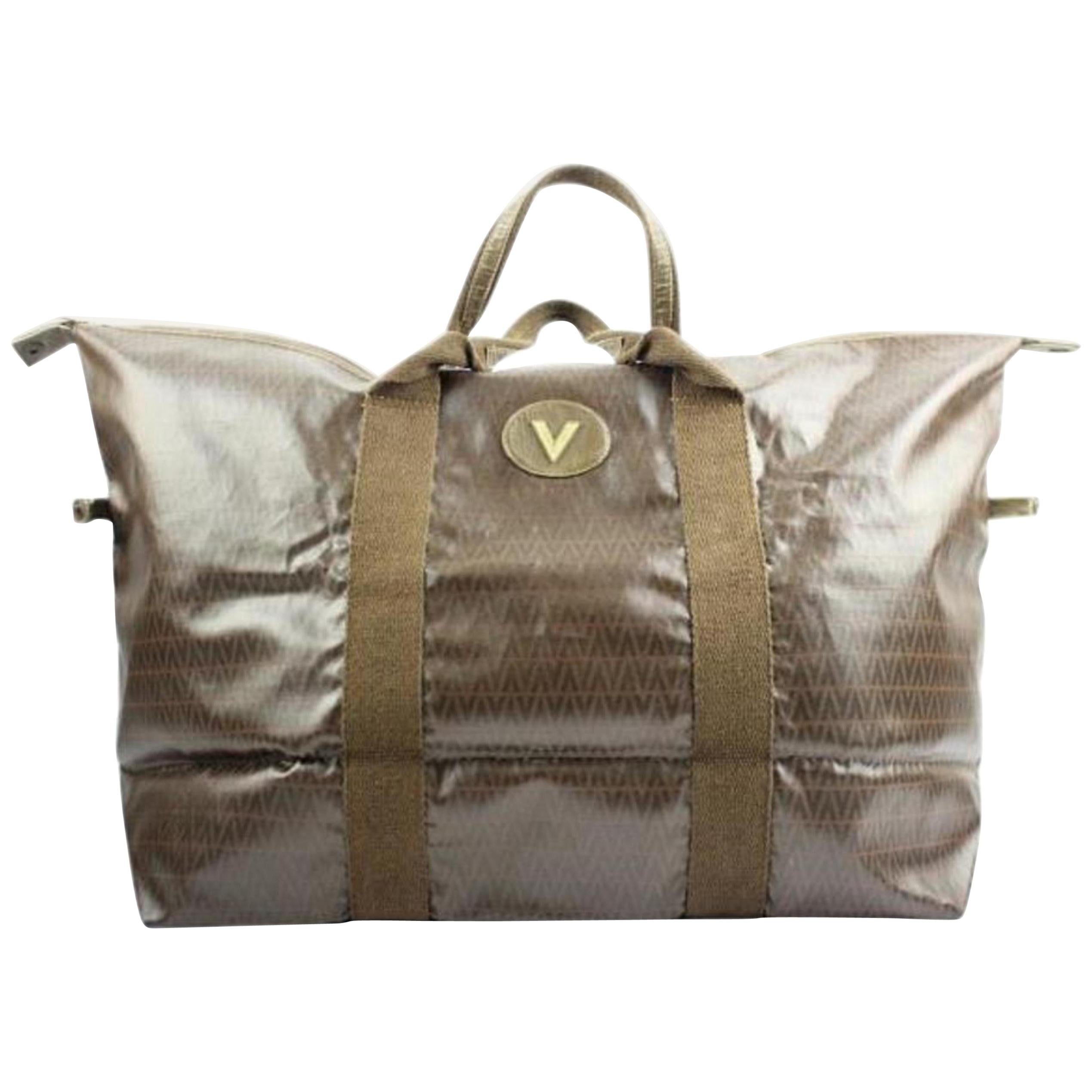 Mario Valentino Monogram Tote 20misa1025 Green Weekend/Travel Bag For Sale