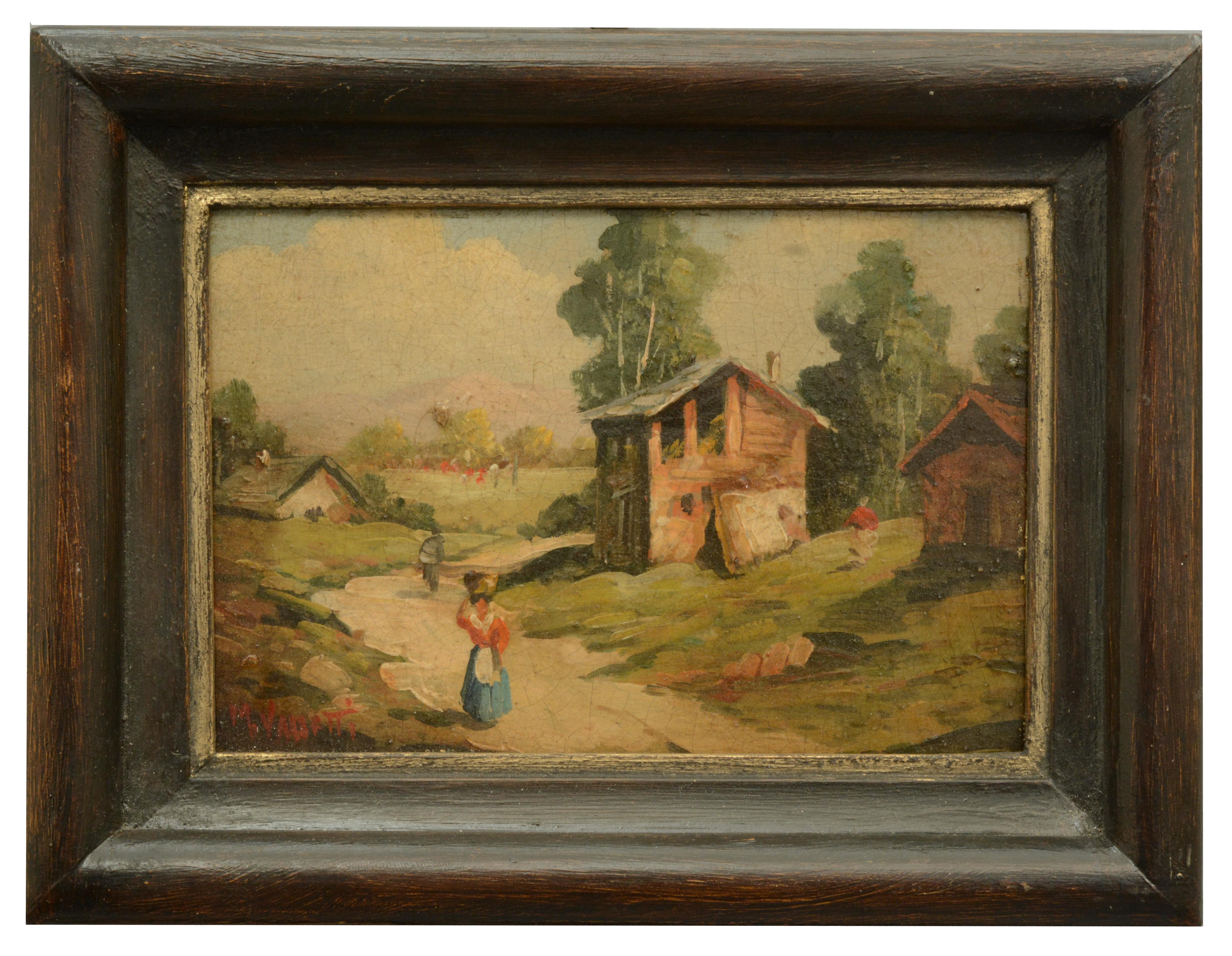 COUNTRY SCENE - Italian Oil on Board Painting