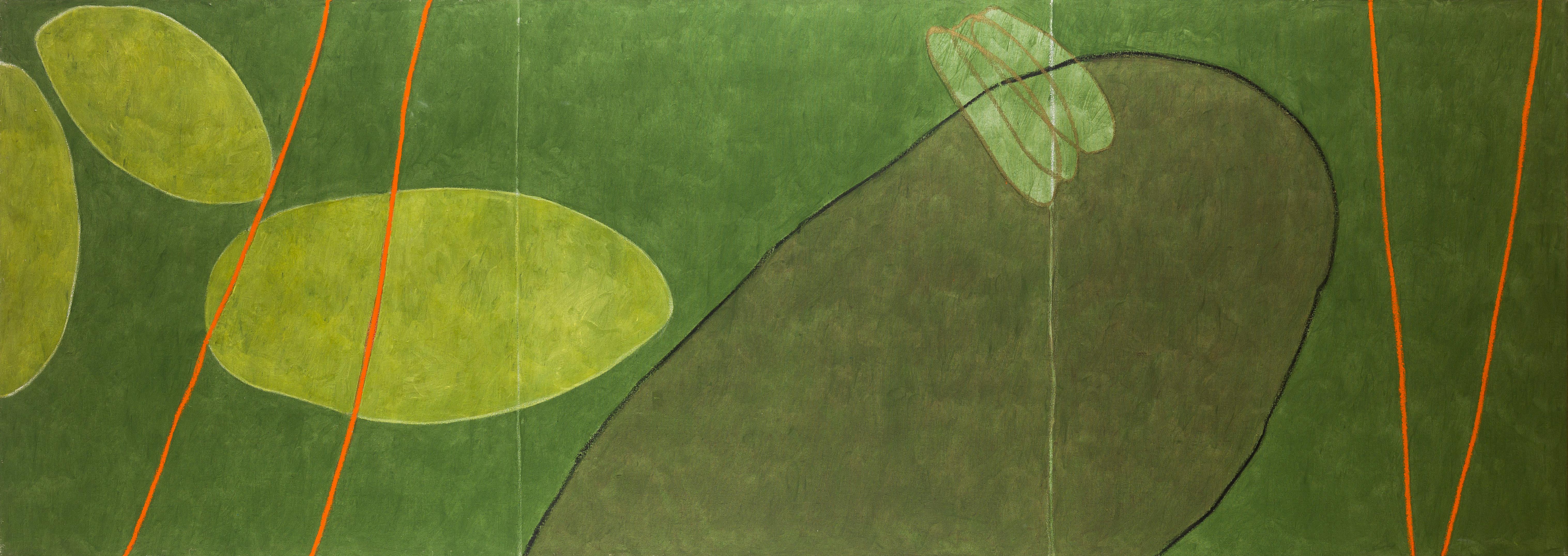 Mario Velez Abstract Painting - Espacios Vulnerables: Jardin horizontal con gran senda oblicua 