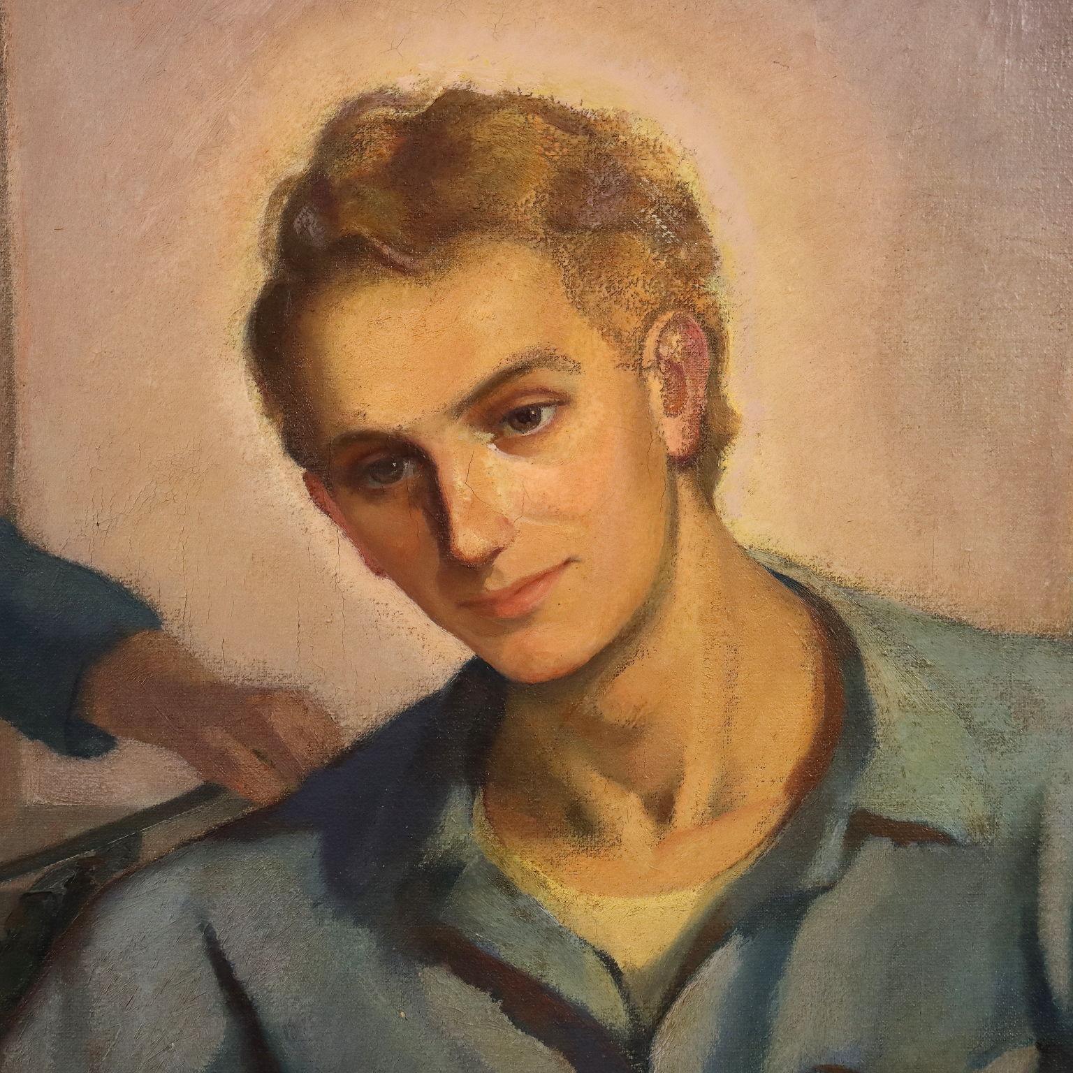 Cristo Lavoratore 1950 ca. (Grau), Figurative Painting, von Mario Venzo