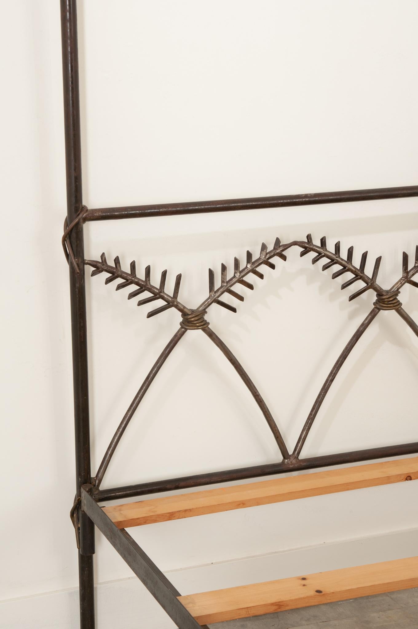 Hammered Mario Villa Steel “Palm Leaf” Queen Bed Frame