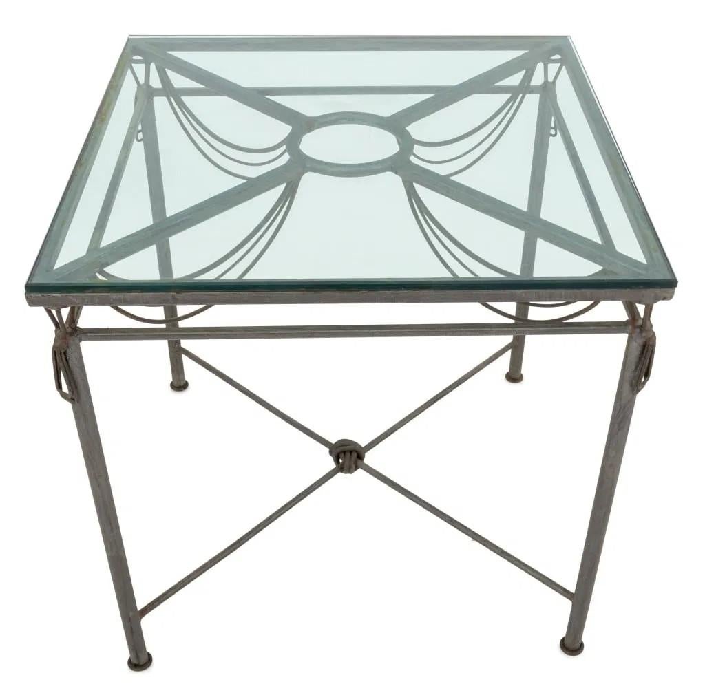 Art déco Table de salle à manger Mario Villa avec plateau en verre biseauté en vente