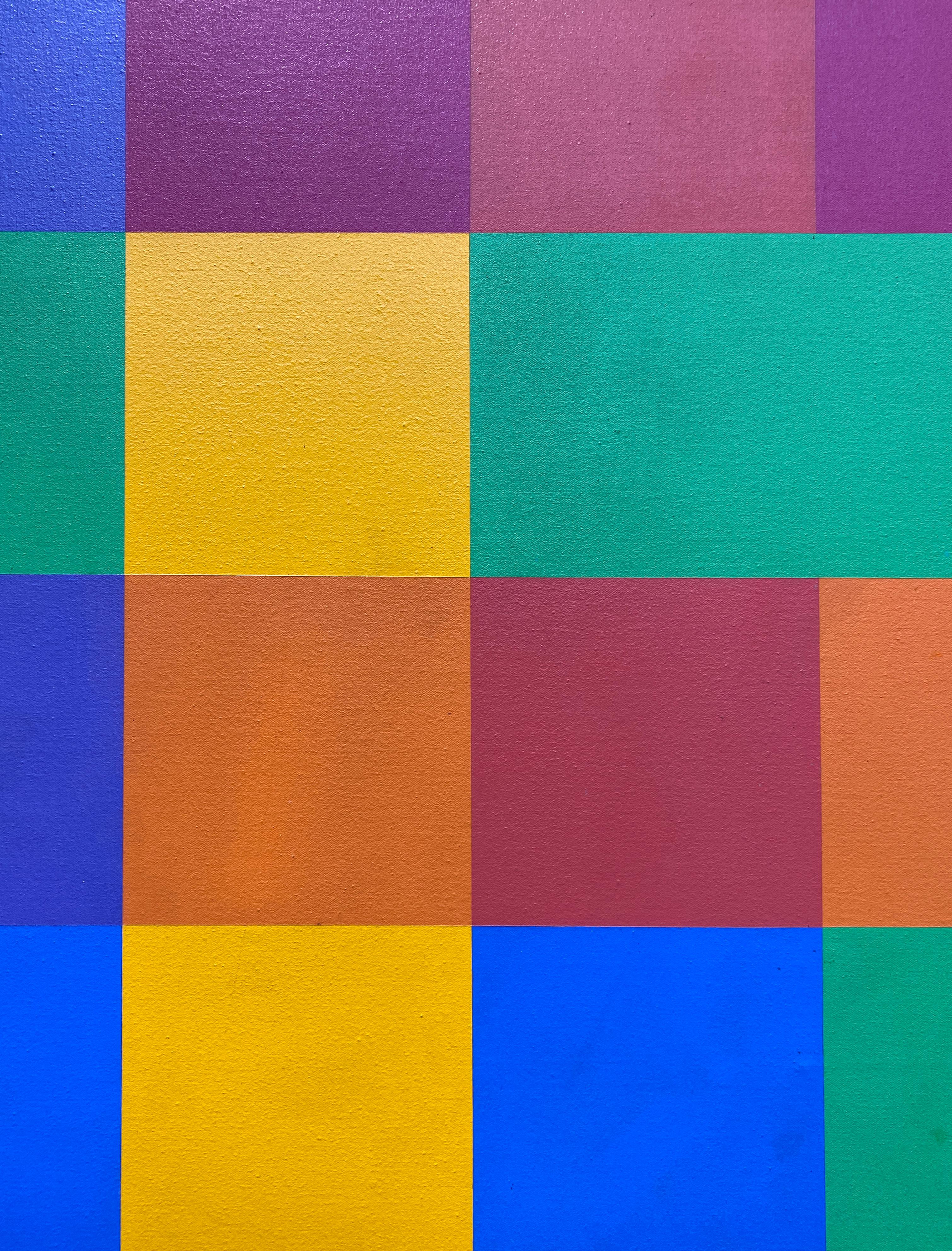 A great, great painting that will enliven any room.
Squares exemplify Yrisarry’s affinity for geometric abstraction and precise, flat color planes. The use of acrylic on canvas allows for bold, solid hues and sharp edges, which are central to his
