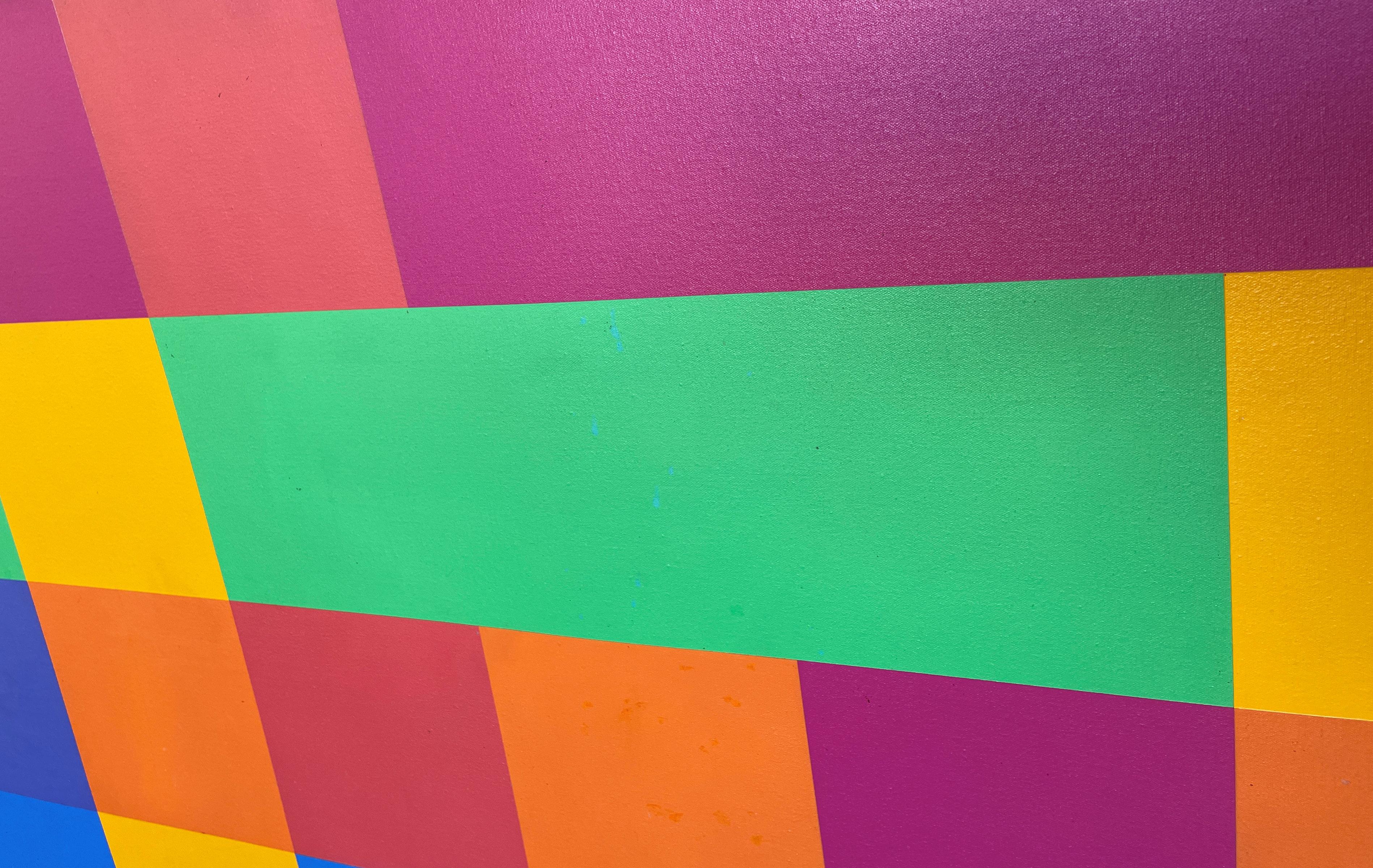 « Sans titre » Mario Yrisarry, abstraction géométrique, champ de couleurs, carrés arc-en-ciel en vente 1