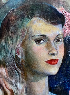 Gorgeous Women Montage Portrait Mid Century Illustration Kunst