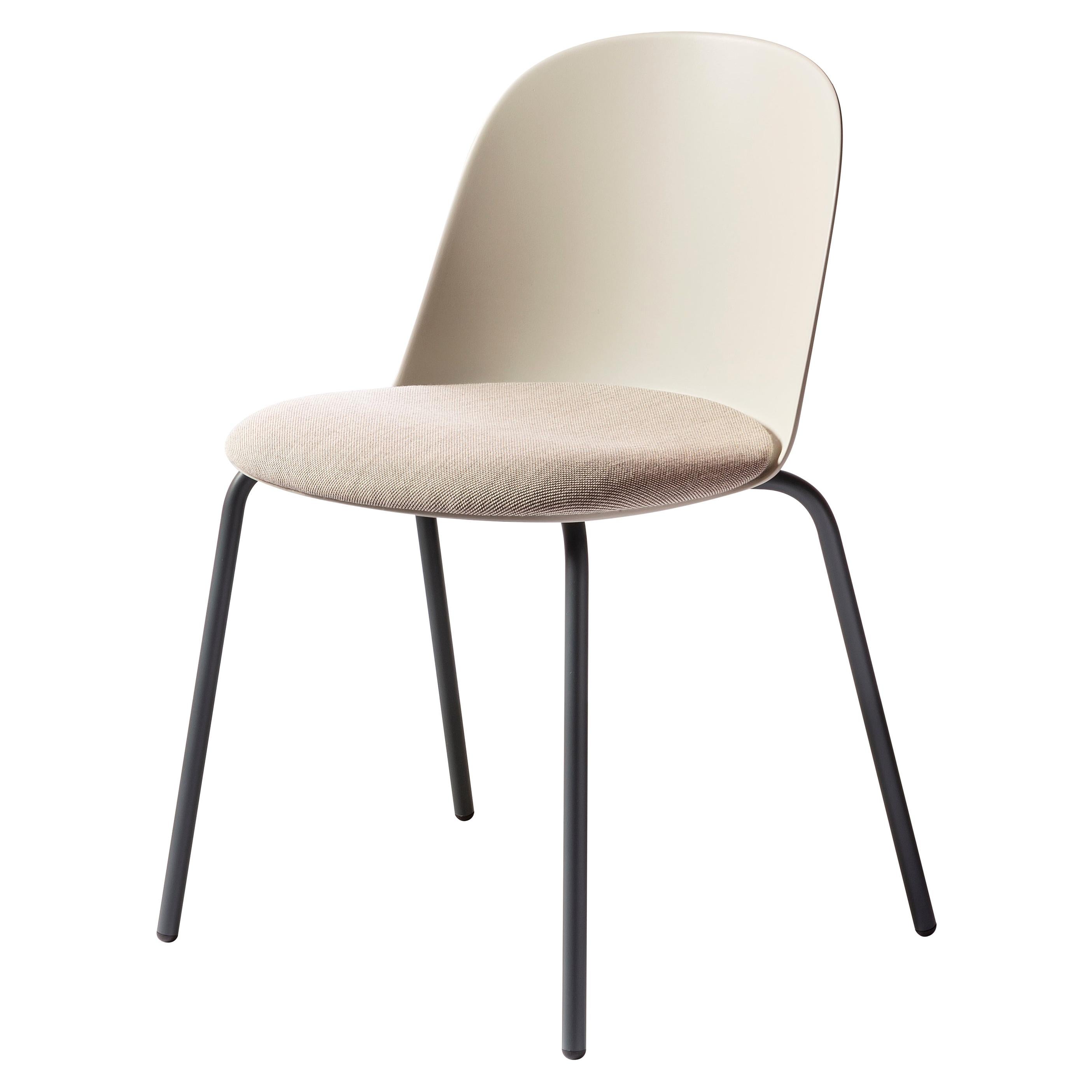 For Sale: Beige (Trame_ Beige) Mariolina Chair in Anthracite Metal Legs, Silk Gray Shell, by E-GGs