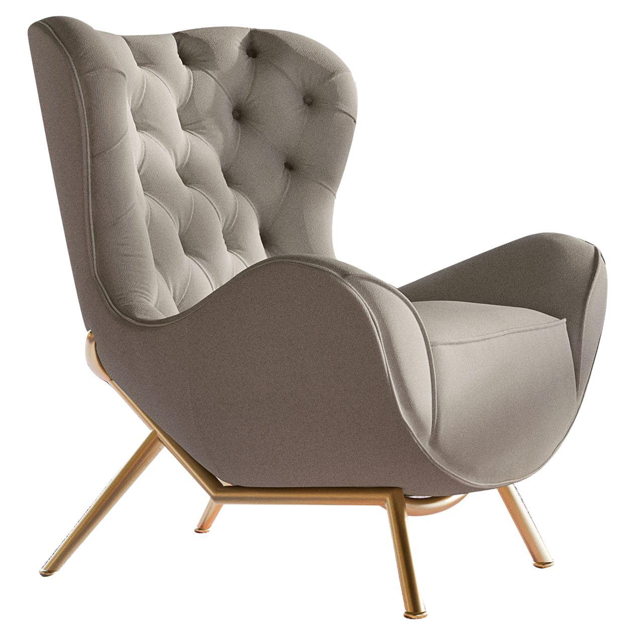 Beige Leather Armchair For Sale at 1stDibs