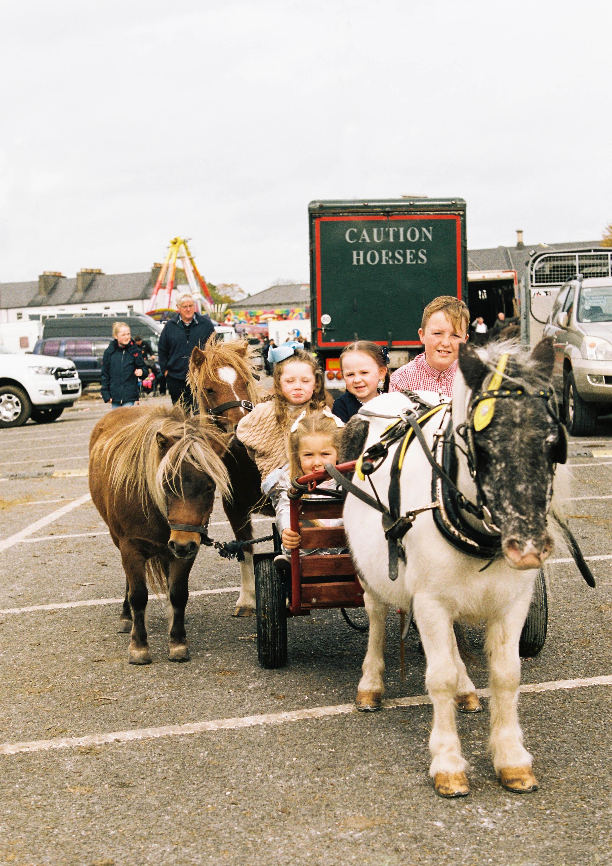 Irish Traveller Children and Horse - Ballinasloe Horse Fair, Ireland, 2018 - Print by Marion Bergin