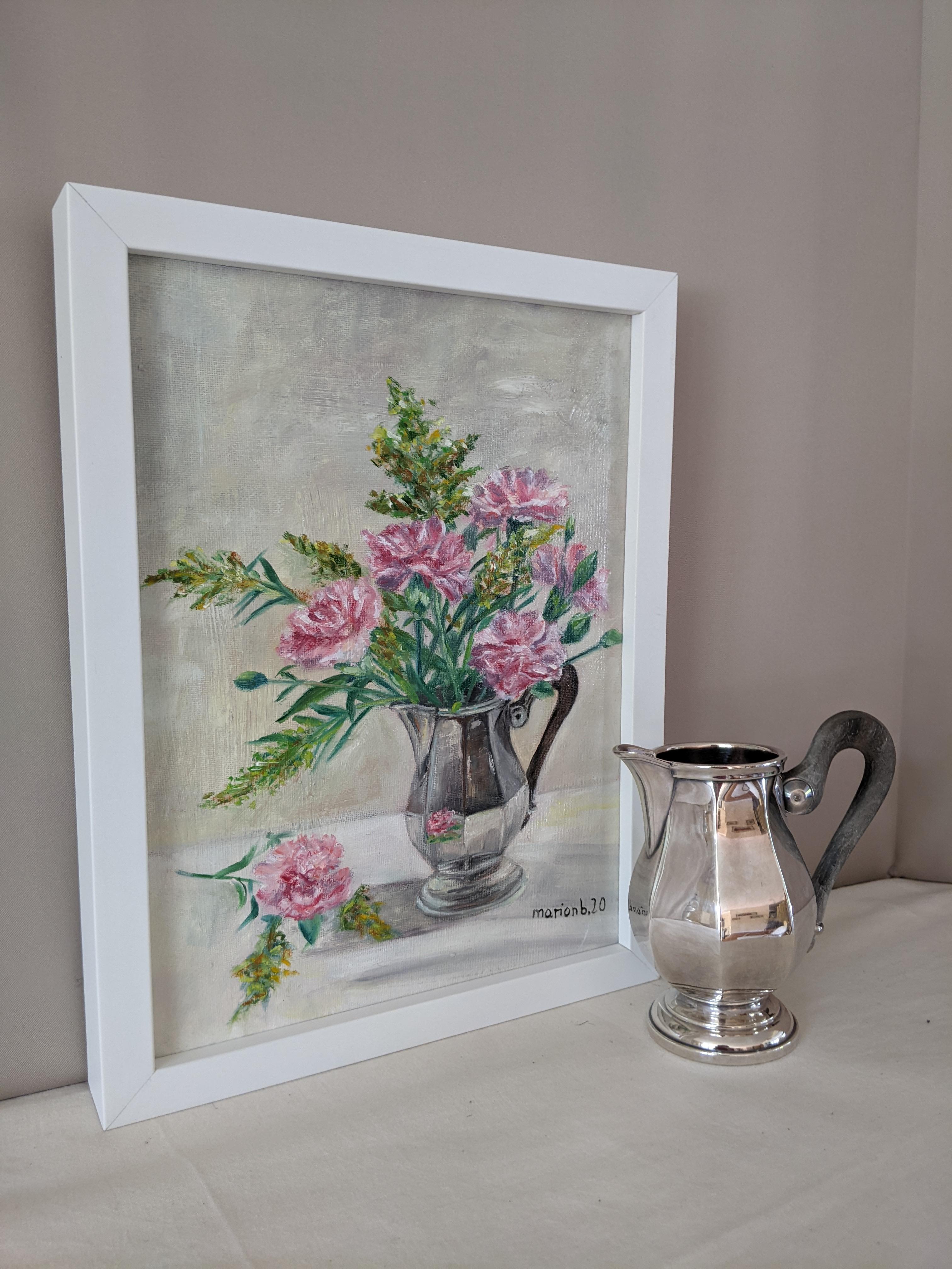 Carnations (oeillets), Original Framed Contemporary Floral Still Life, 2020
12