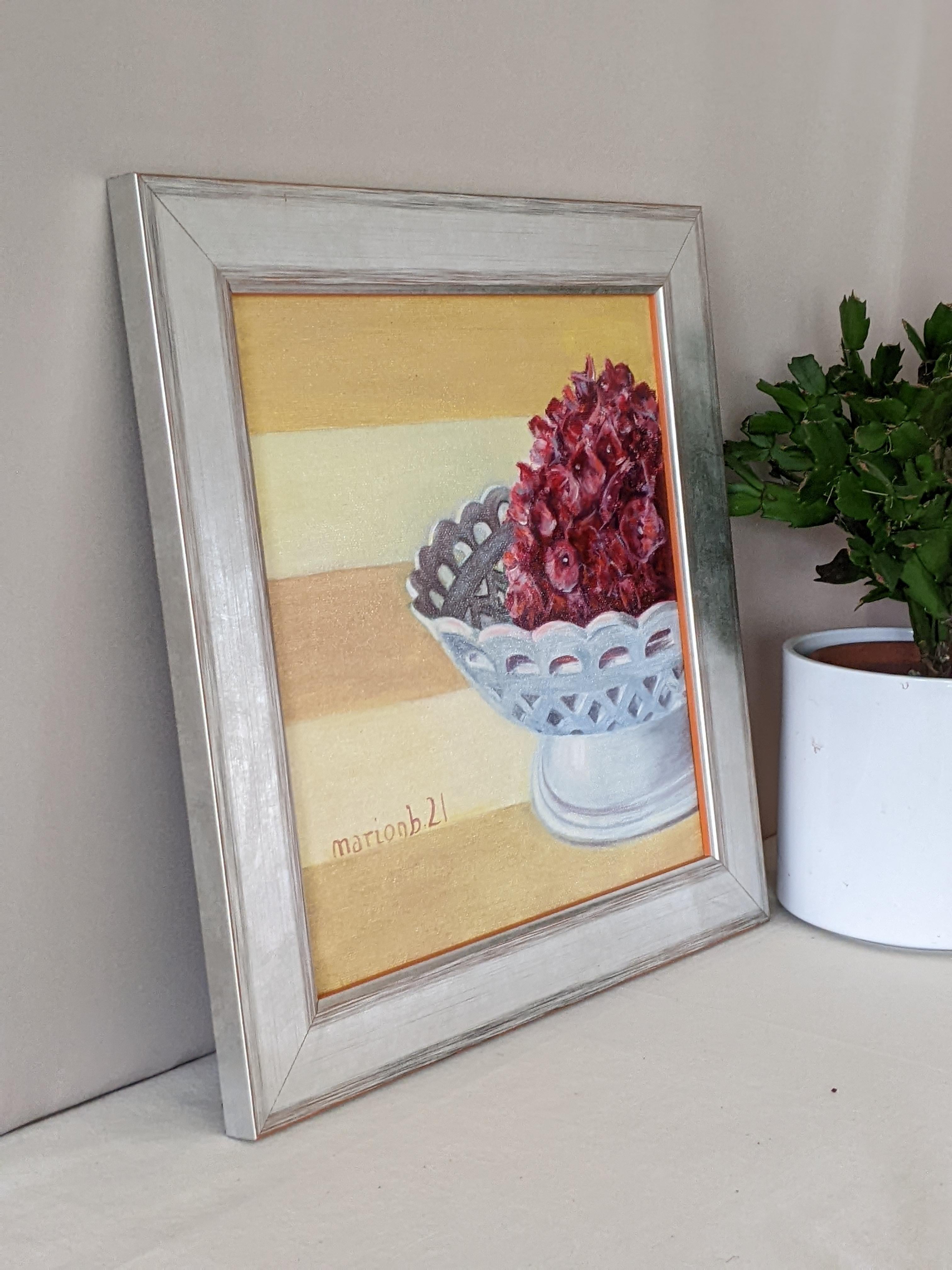 Featuring Craftmanship, Original Framed Signed Contemporary Still Life Painting For Sale 3