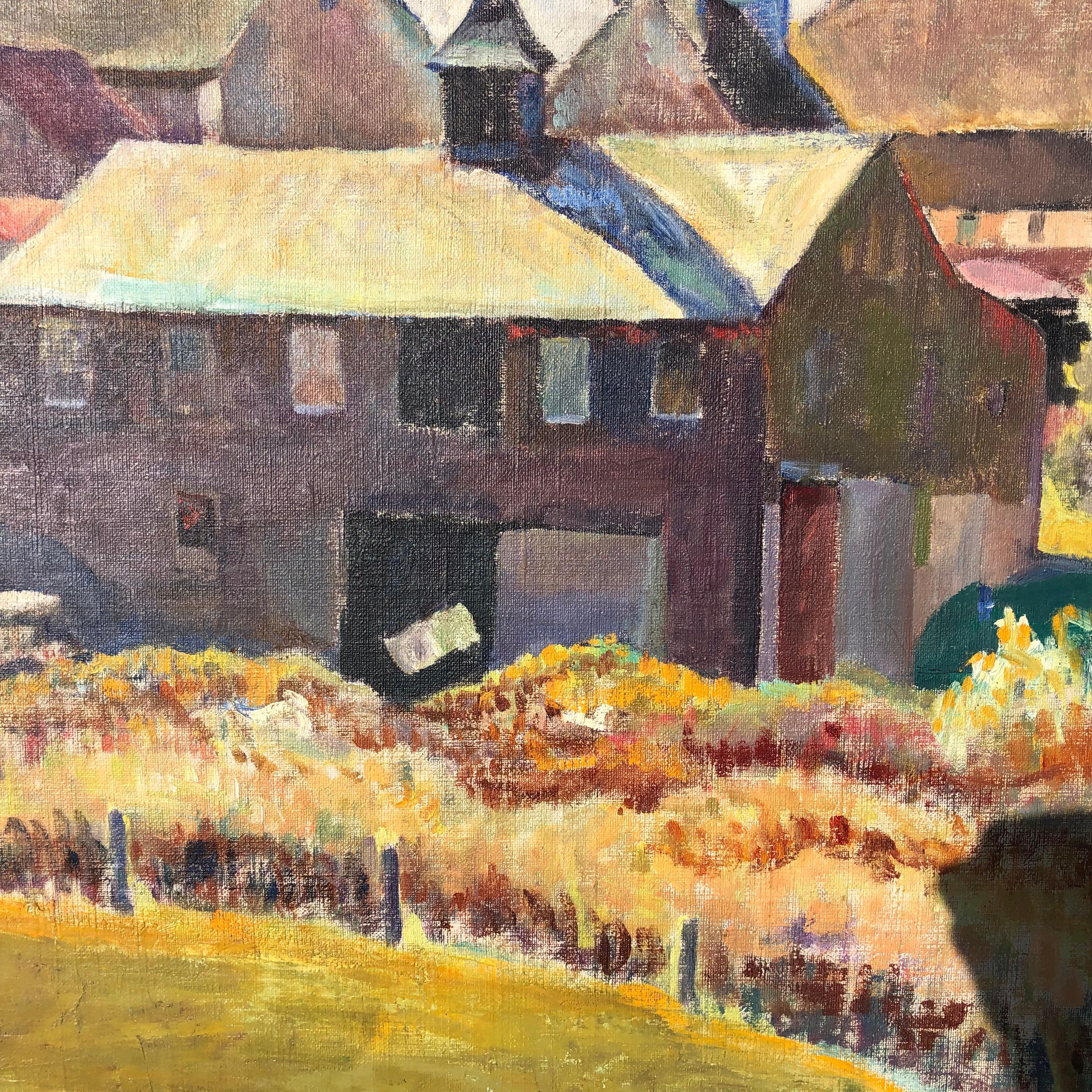 1920s Pennsylvania Farm Scene - Bucks Co / Chester Co  School  - Post-Impressionist Painting by Marion Butler Ewald