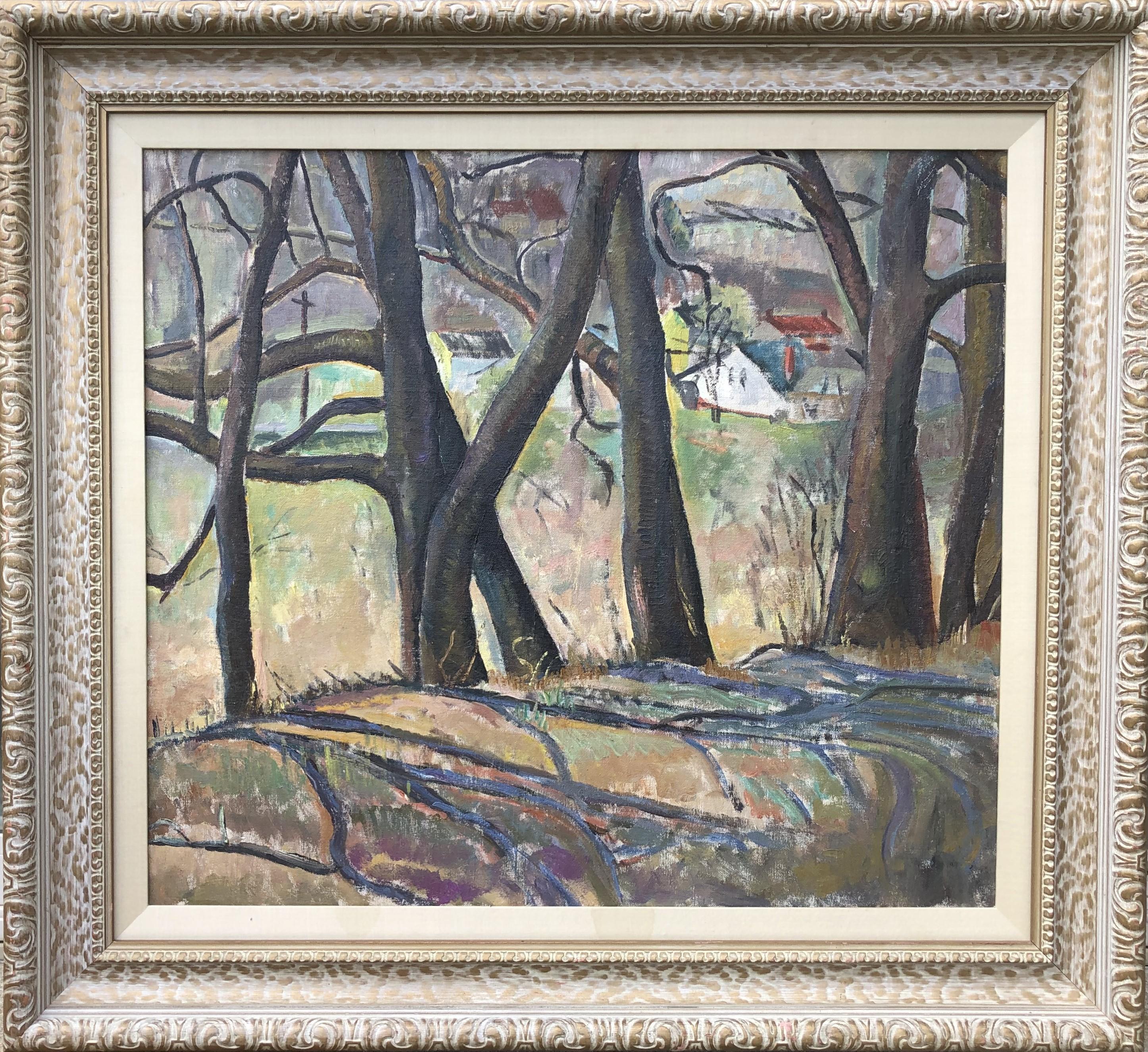 Marion Butler Ewald Landscape Painting - 1938 Chester Springs / Bucks County Modernist /  - "Spring 1938" Woman artist!