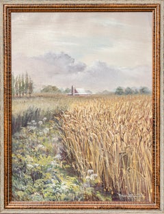 Peinture de ferme signée par Marion Cook, 1969