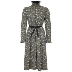 Marion Donaldson Liberty Print 1970s Victoriana Style Cotton Floral Tea Dress