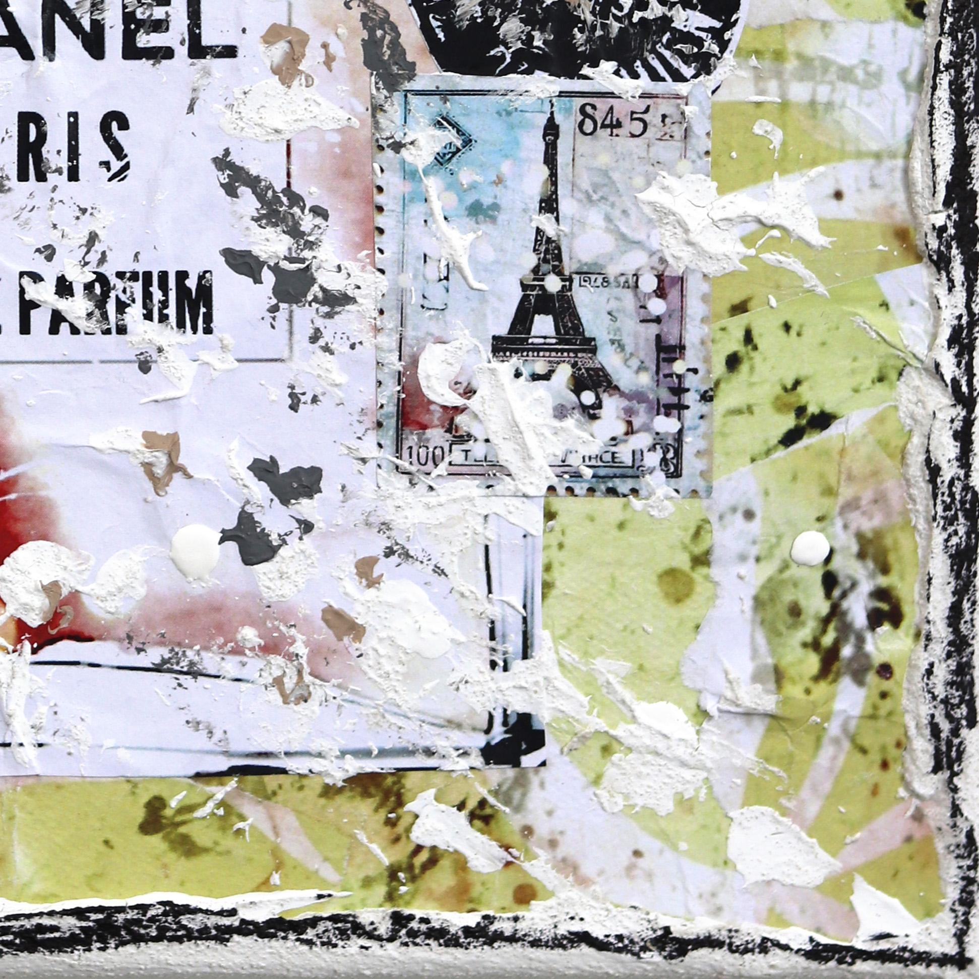 Chanel Bloom - Original Abstract Floral Perfume Textural Distressed Collage Art en vente 3