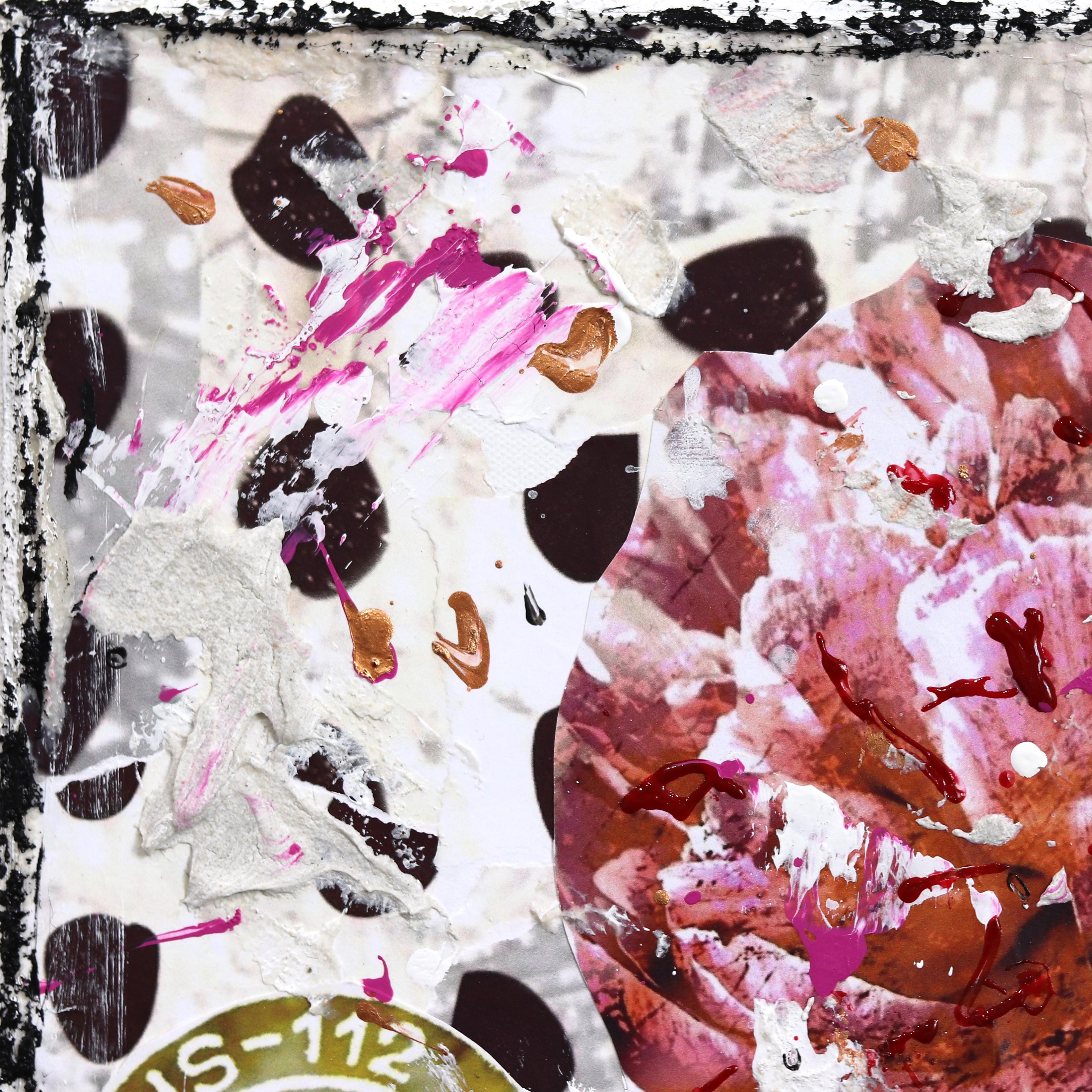 Chanel Party - Original Feminine Floral Perfume Still Life Textural Collage - Pop Art Painting by Marion Duschletta
