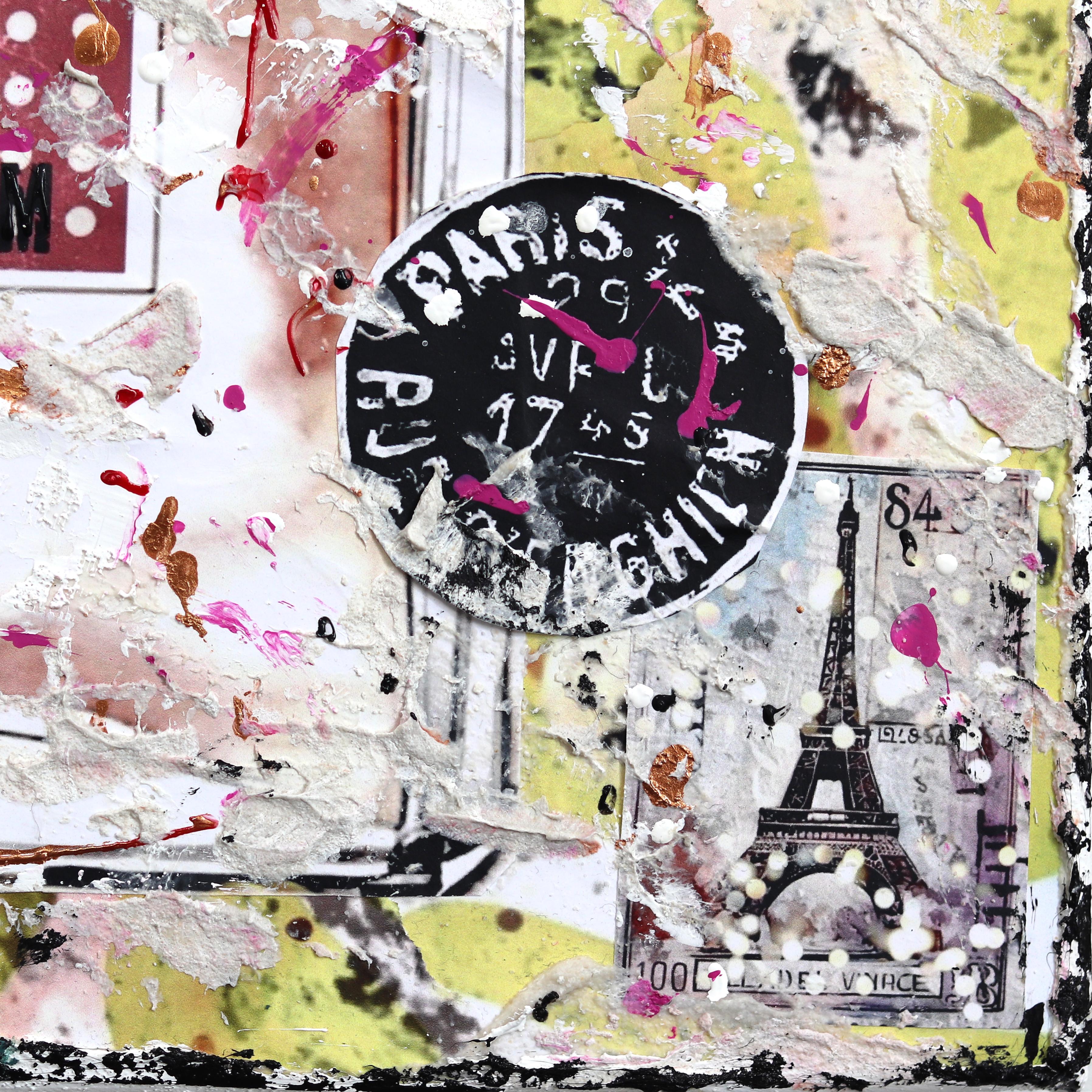Chanel Party - Original Feminine Floral Perfume Still Life Textural Collage For Sale 3