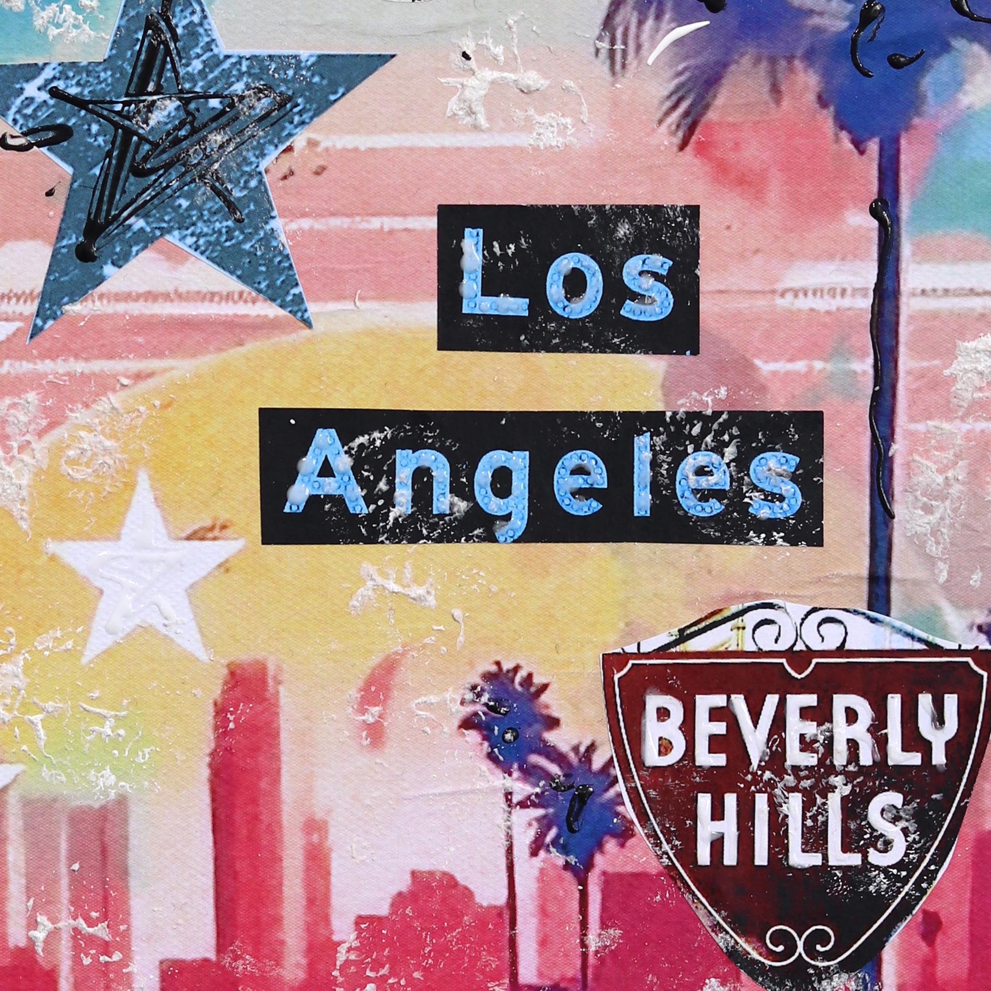 Classic Los Angeles - Original farbenfrohe Stadt Stillleben Textur-Collage im Angebot 6